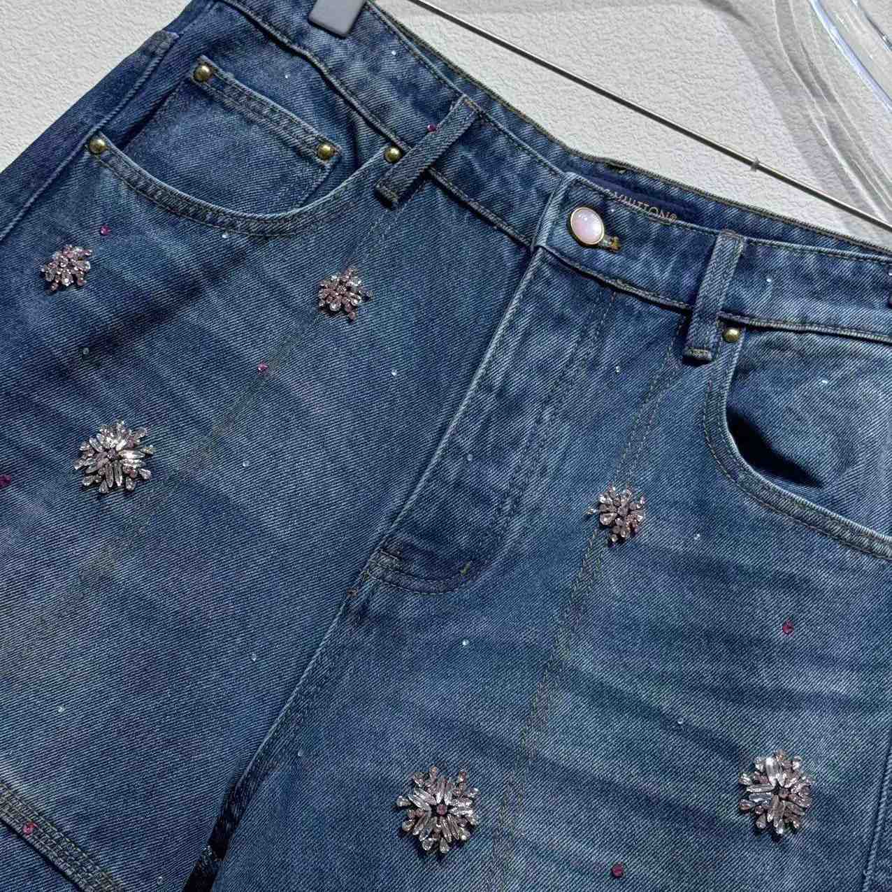 Louis Vuitton Embroidered Denim Workwear Shorts   1AILTW - FashionPlug