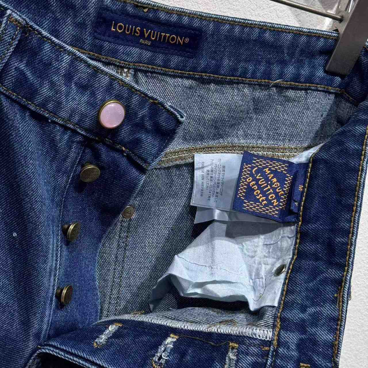 Louis Vuitton Embroidered Denim Workwear Shorts   1AILTW - FashionPlug