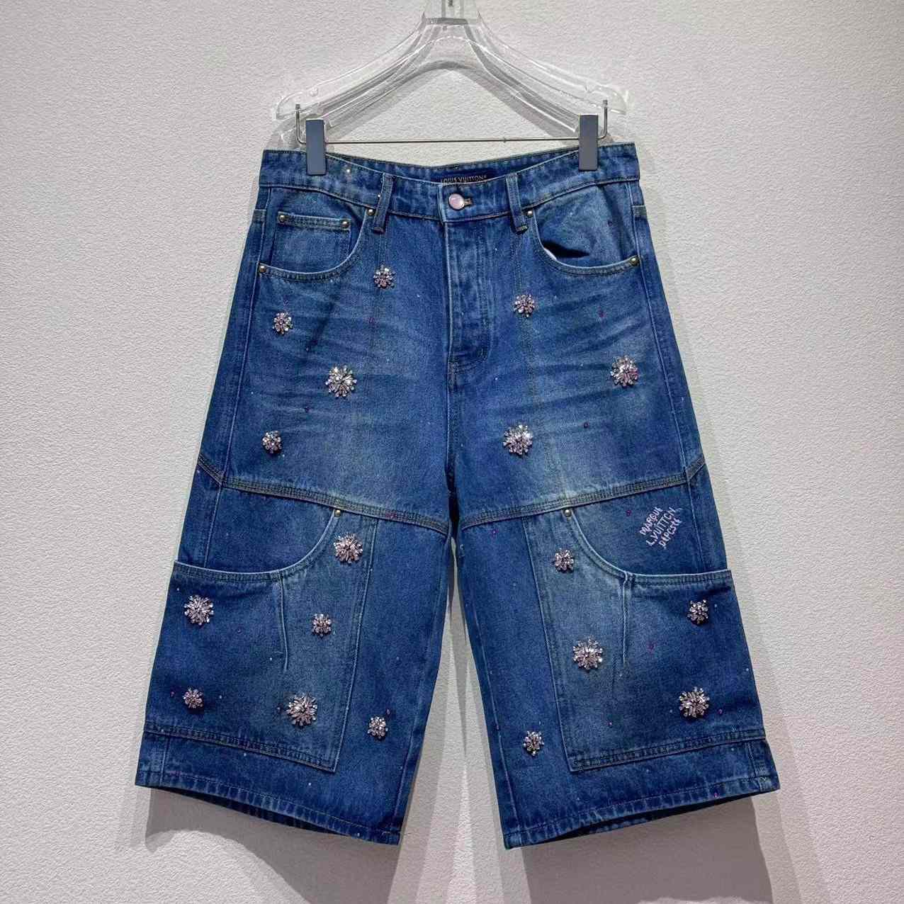 Louis Vuitton Embroidered Denim Workwear Shorts   1AILTW - FashionPlug