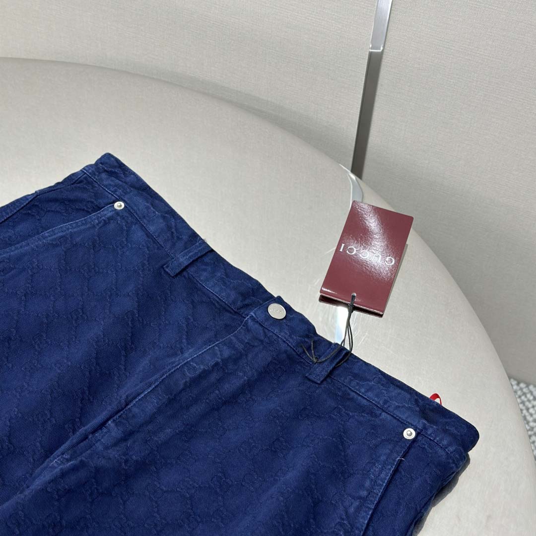 Gucci Bleached GG Cotton Denim Jacquard Pant - FashionPlug