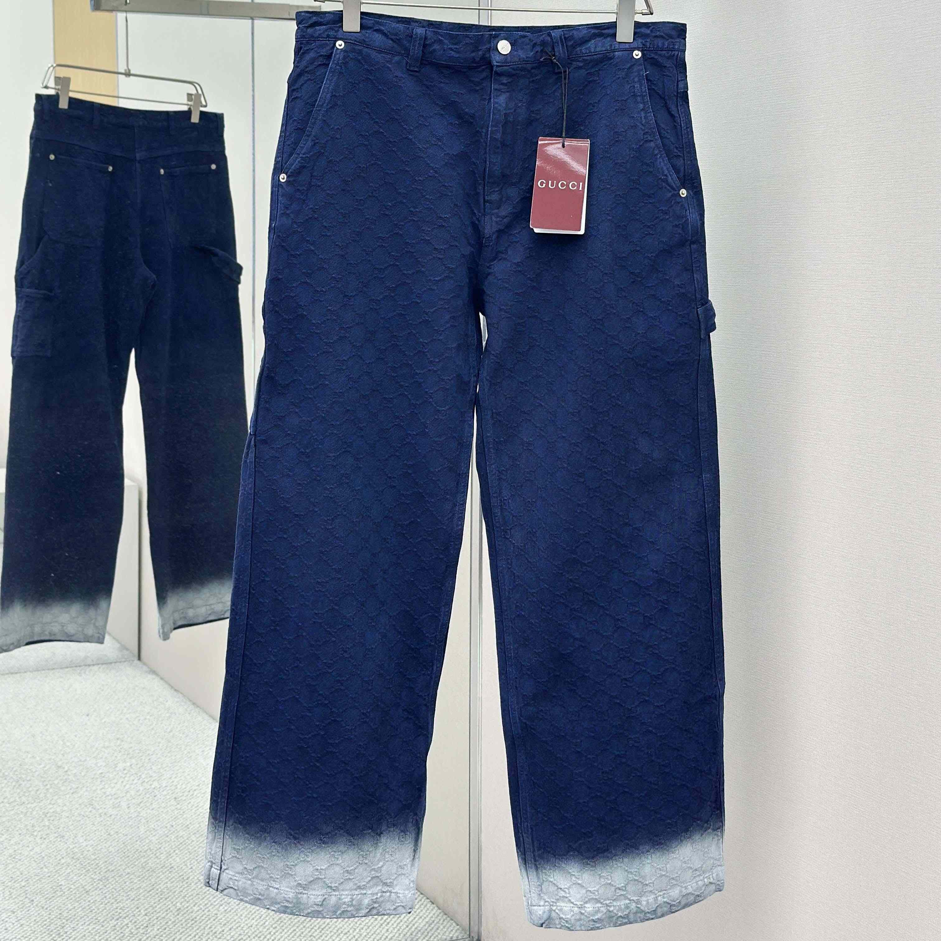 Gucci Bleached GG Cotton Denim Jacquard Pant - FashionPlug
