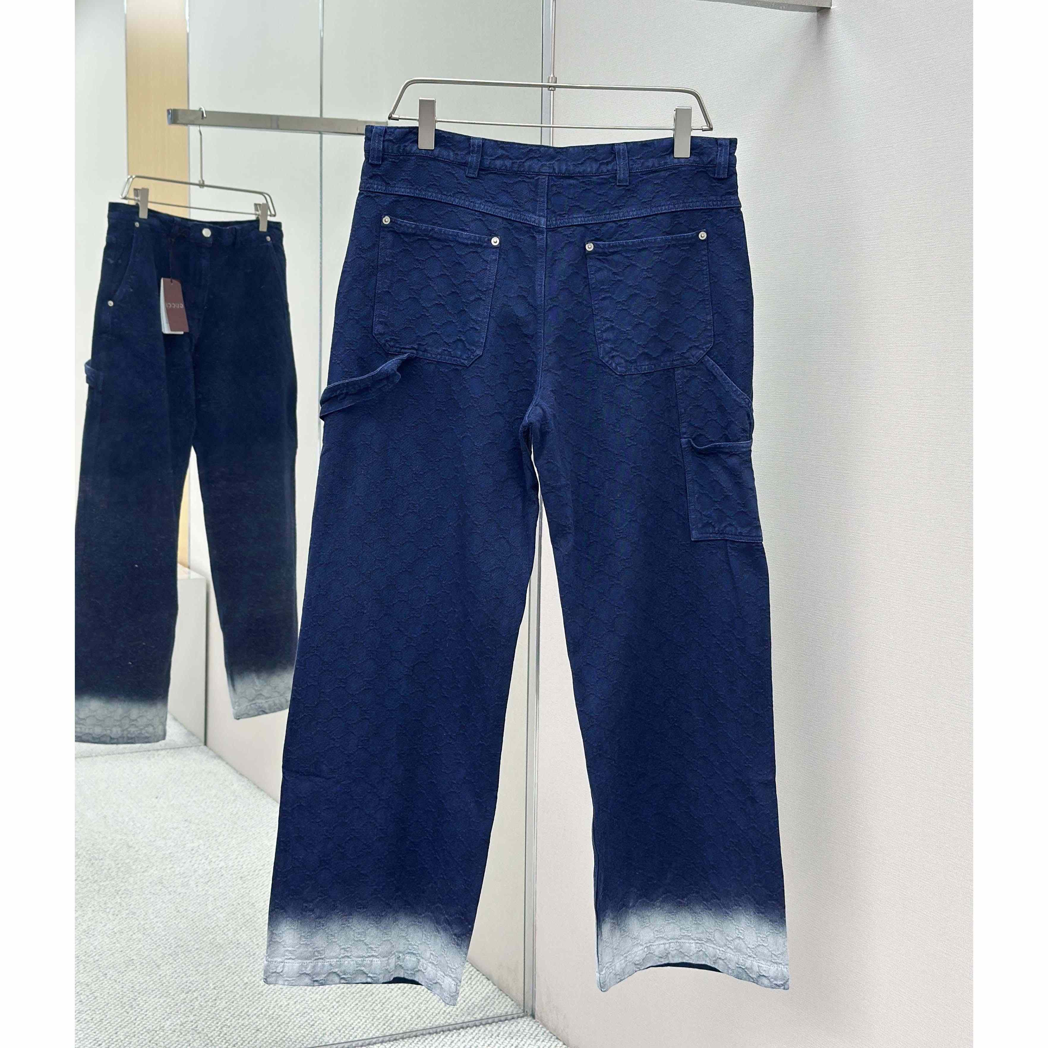 Gucci Bleached GG Cotton Denim Jacquard Pant - FashionPlug