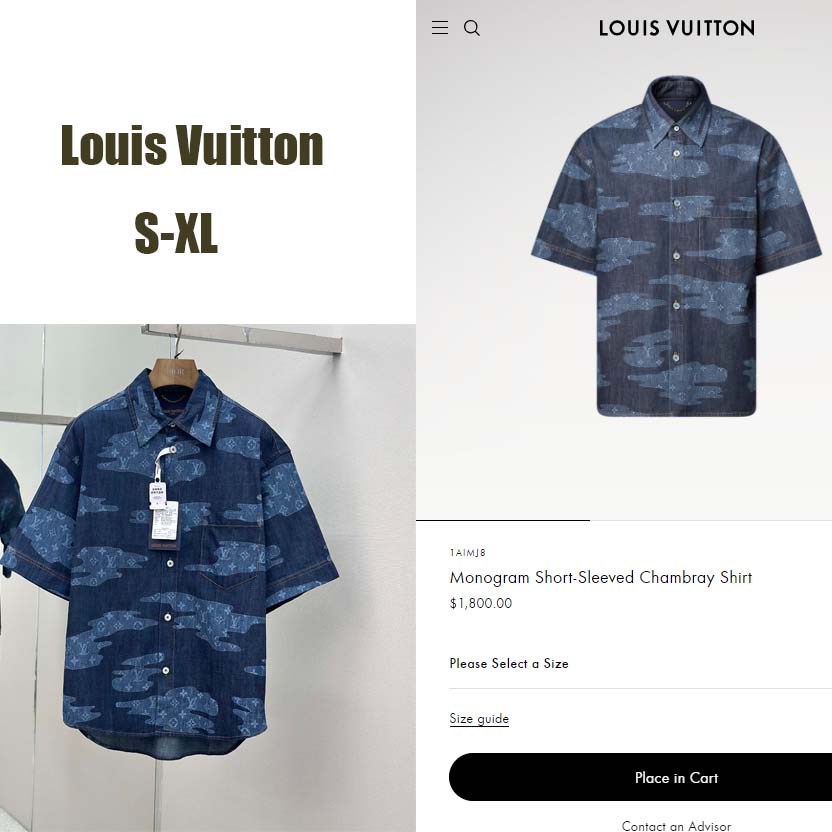 Louis Vuitton Monogram Short-Sleeved Chambray Shirt   1AIMJ8 - FashionPlug