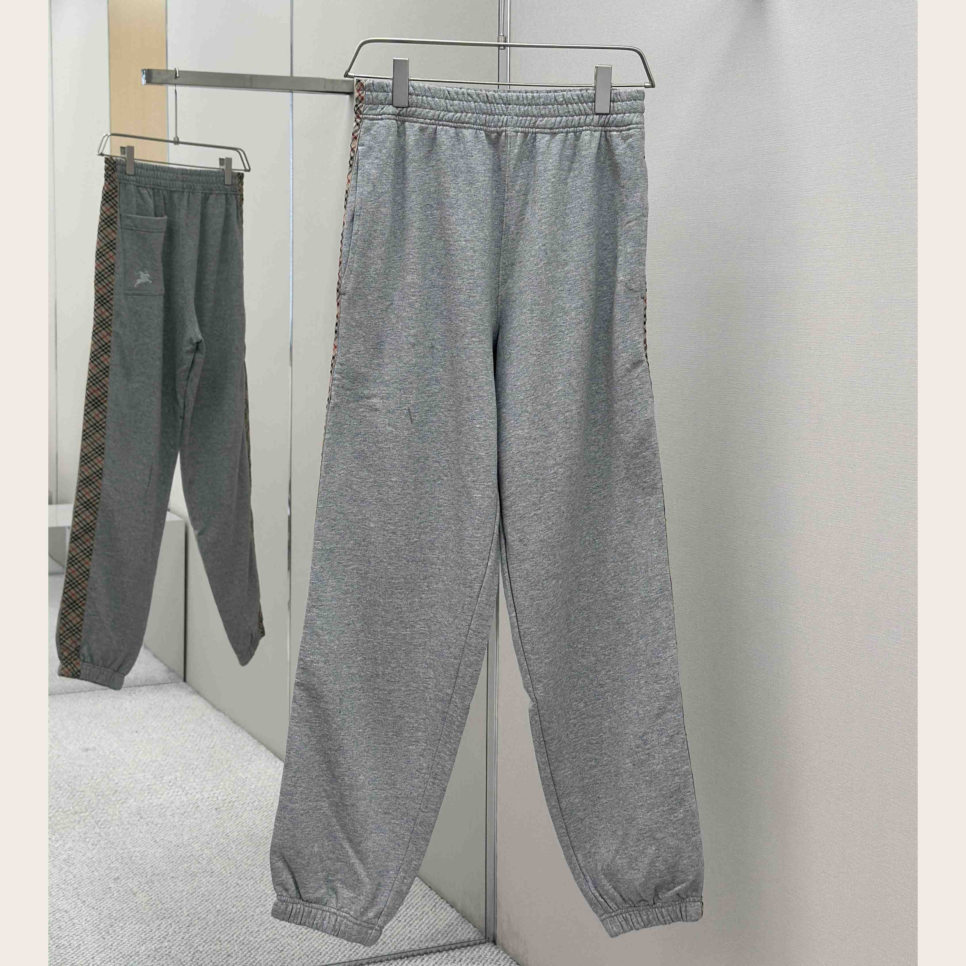 Burberry Check Trim Cotton Jogging Pants - FashionPlug