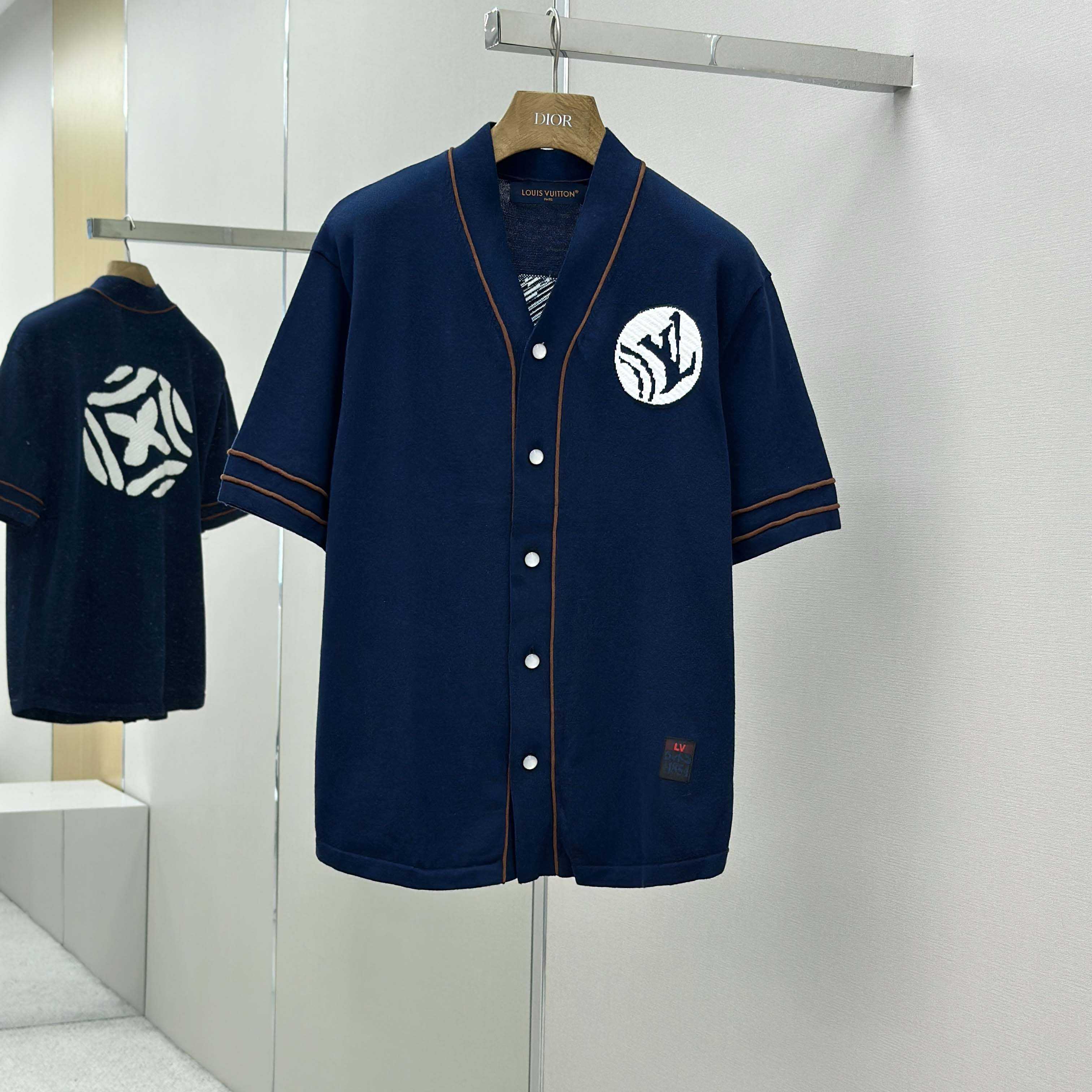 Louis Vuitton Knitted Short-Sleeved Baseball Shirt   1AIMCR - FashionPlug