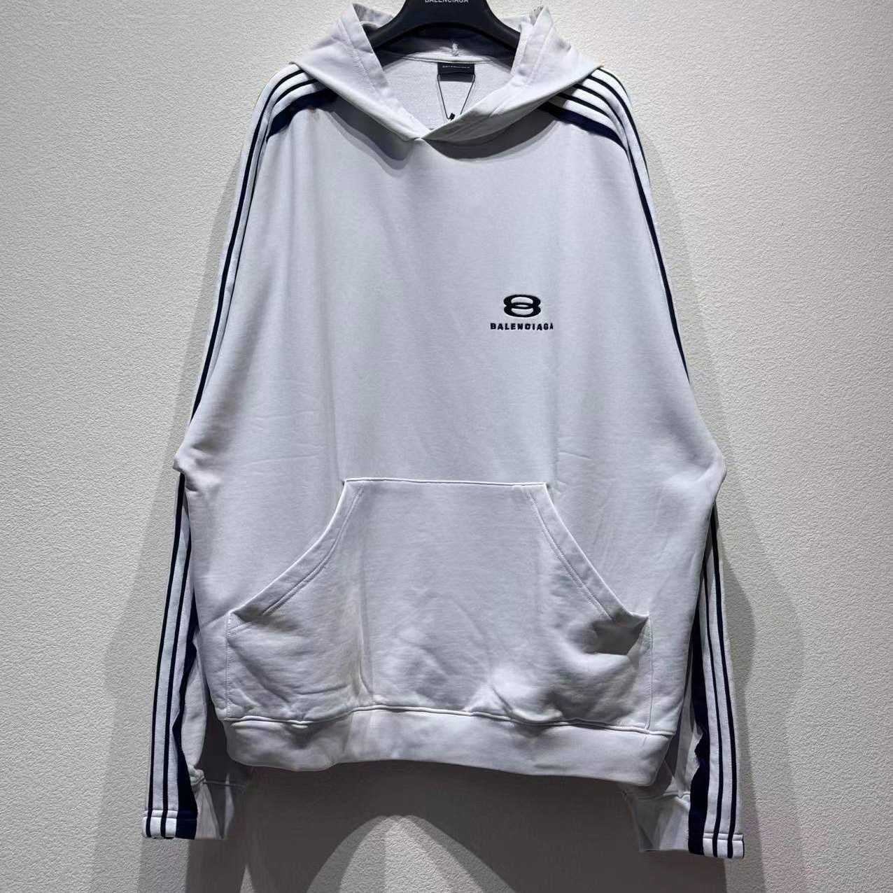Balenciaga Unity Sports Bal Large Hoodie In Dirty White And Black Dry Fleece - FashionPlug