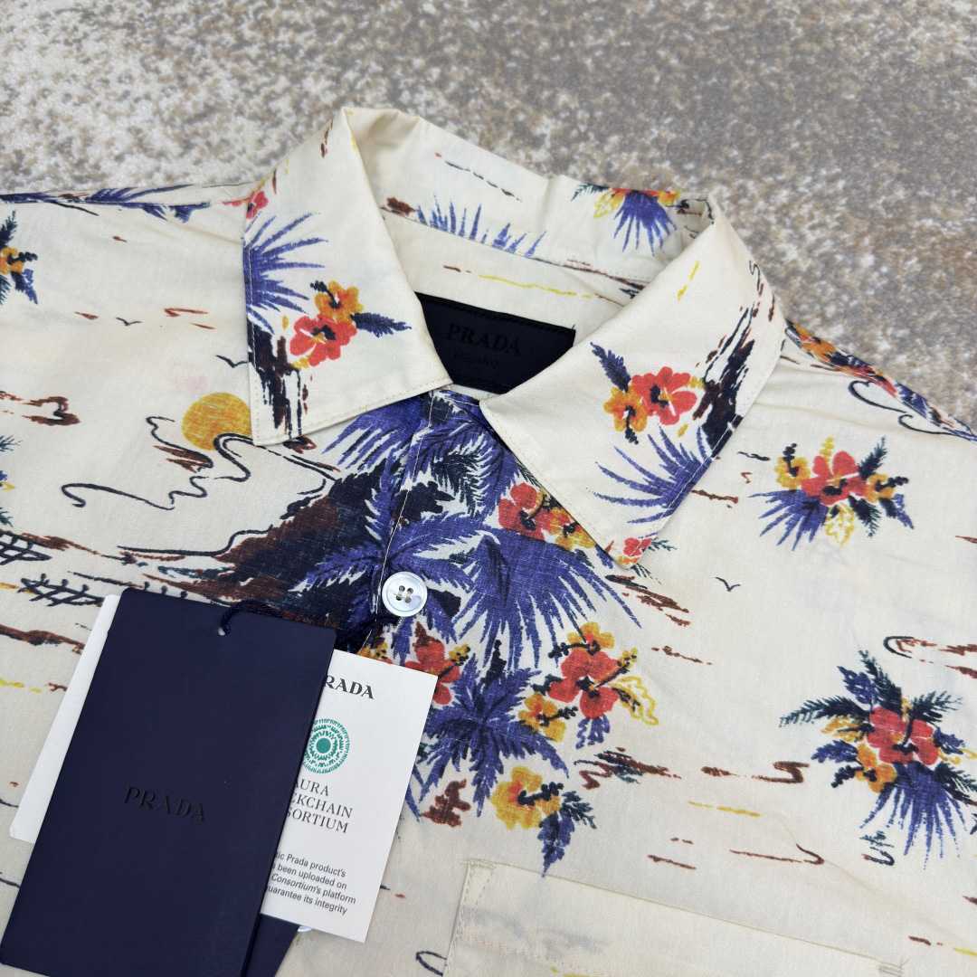Prada Printed Cotton Bowling Shirt - FashionPlug