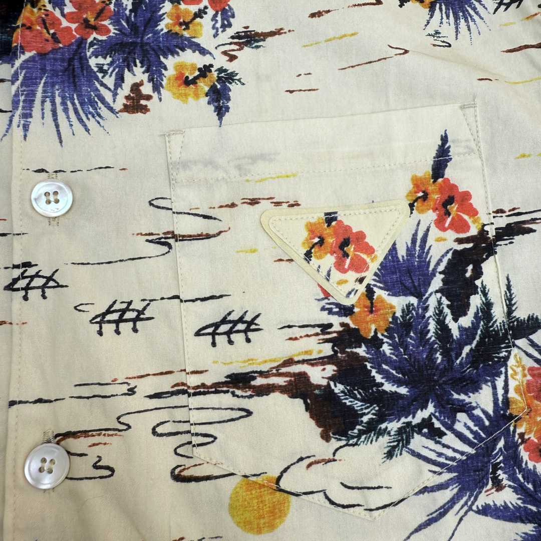 Prada Printed Cotton Bowling Shirt - FashionPlug