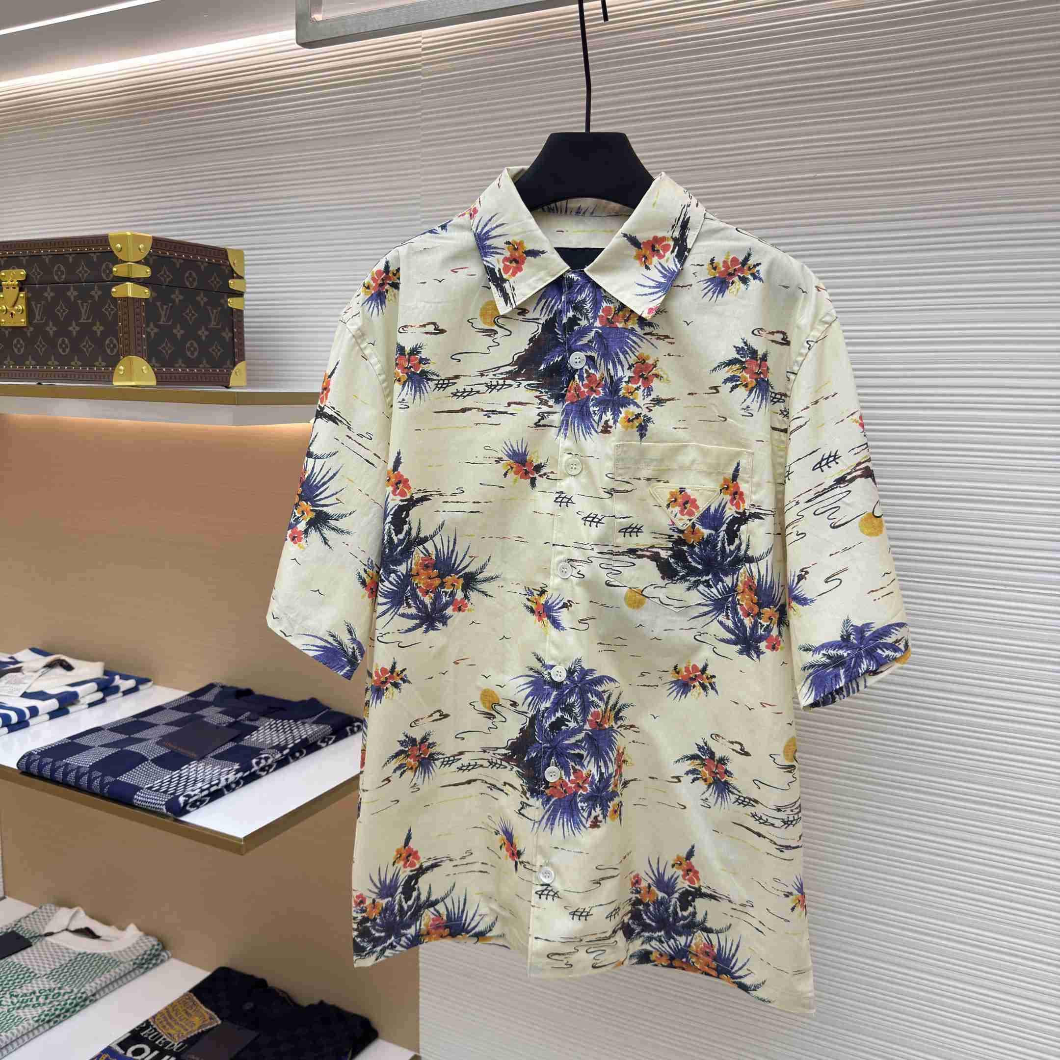Prada Printed Cotton Bowling Shirt - FashionPlug