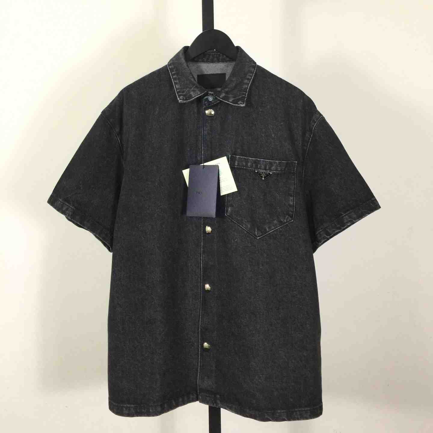 Prada Logo Denim Shirt - FashionPlug