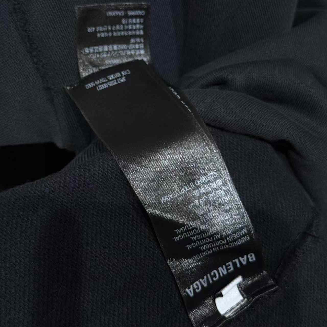 Balenciaga Security Tape Logo Large Zip-Up Hoodie In Faded Washed Black And Red Dry Fleece - FashionPlug
