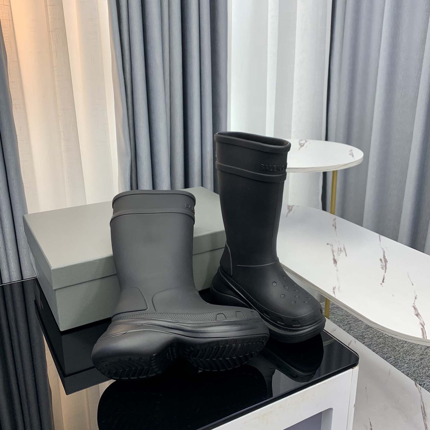 Balenciaga Crocs™ Boot In Black Rubber - FashionPlug