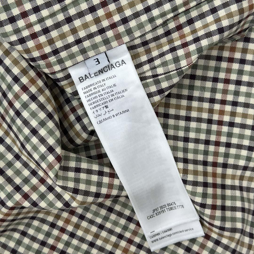 Balenciaga Zip-Up Shirt In Beige And Khaki Checked Flannel - FashionPlug