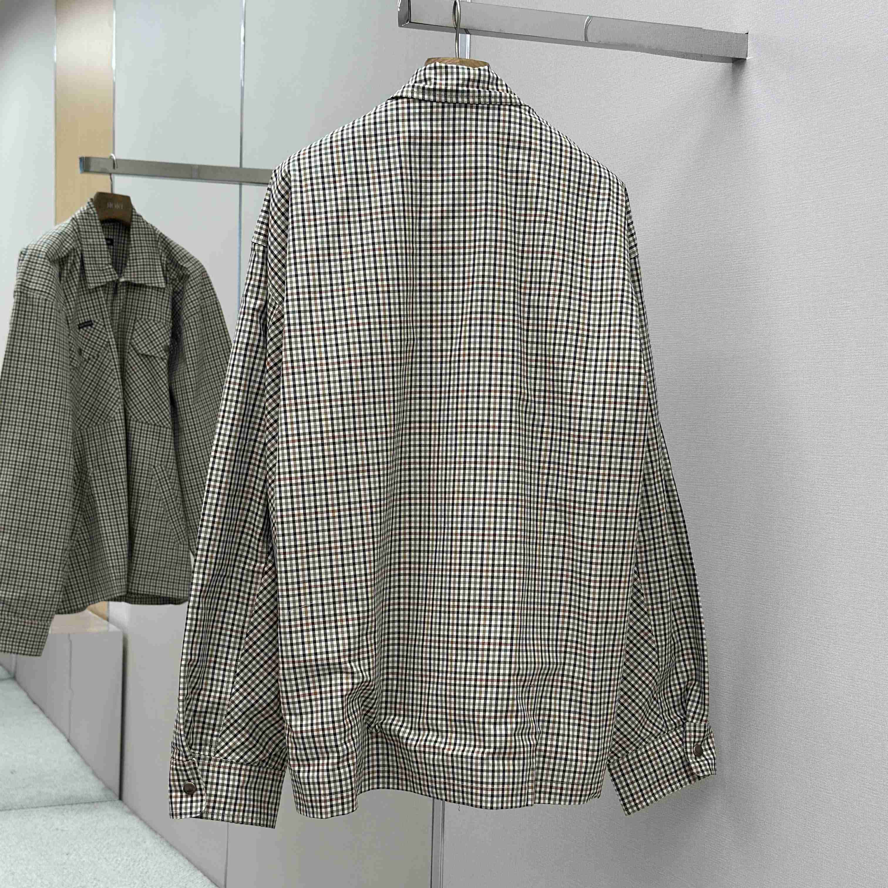 Balenciaga Zip-Up Shirt In Beige And Khaki Checked Flannel - FashionPlug