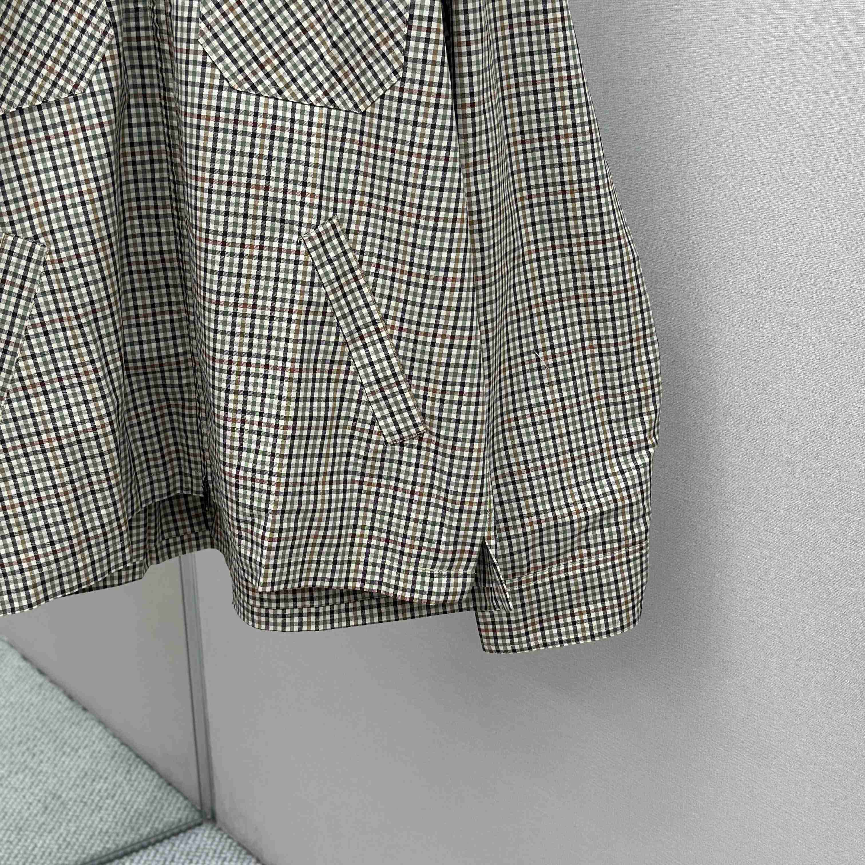Balenciaga Zip-Up Shirt In Beige And Khaki Checked Flannel - FashionPlug
