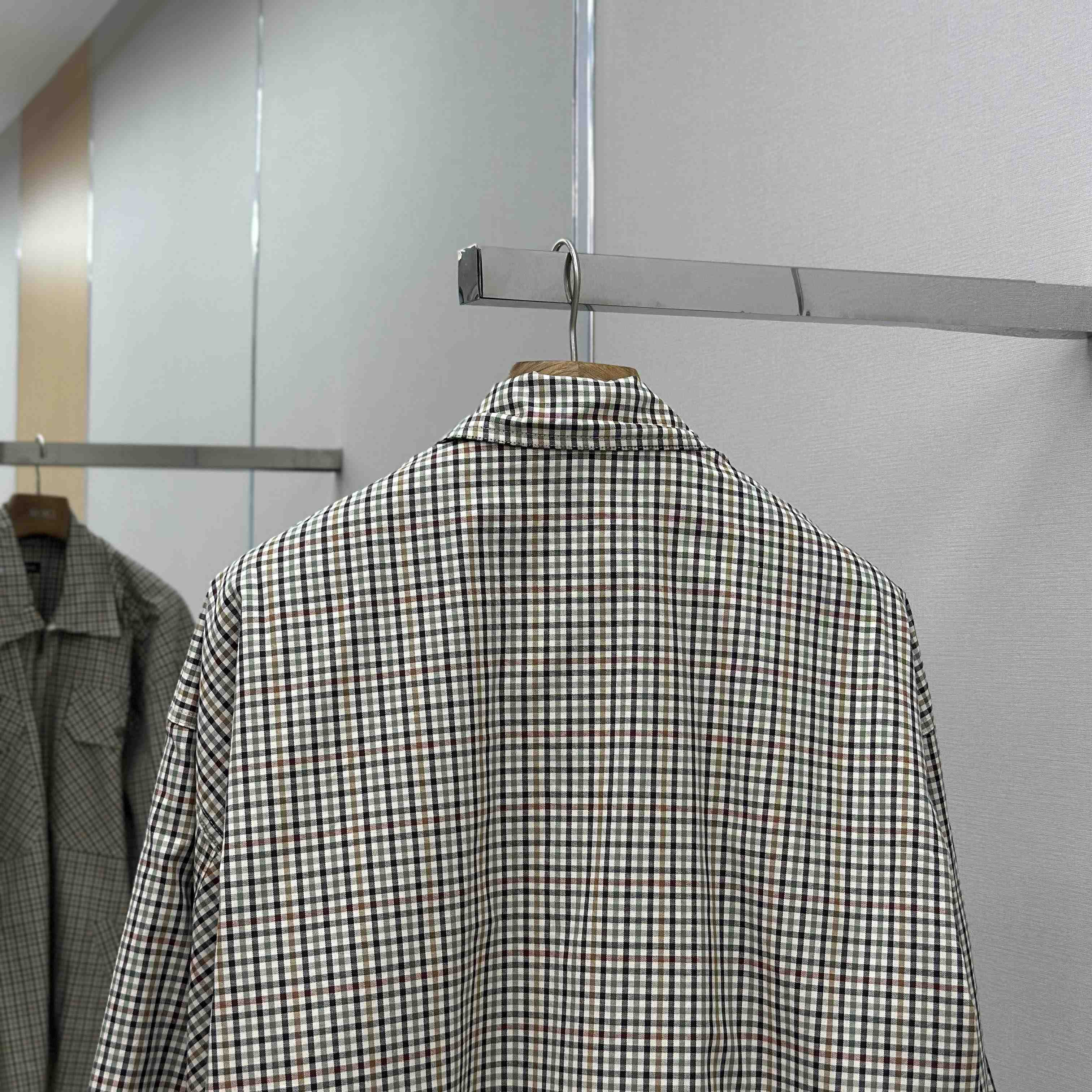 Balenciaga Zip-Up Shirt In Beige And Khaki Checked Flannel - FashionPlug