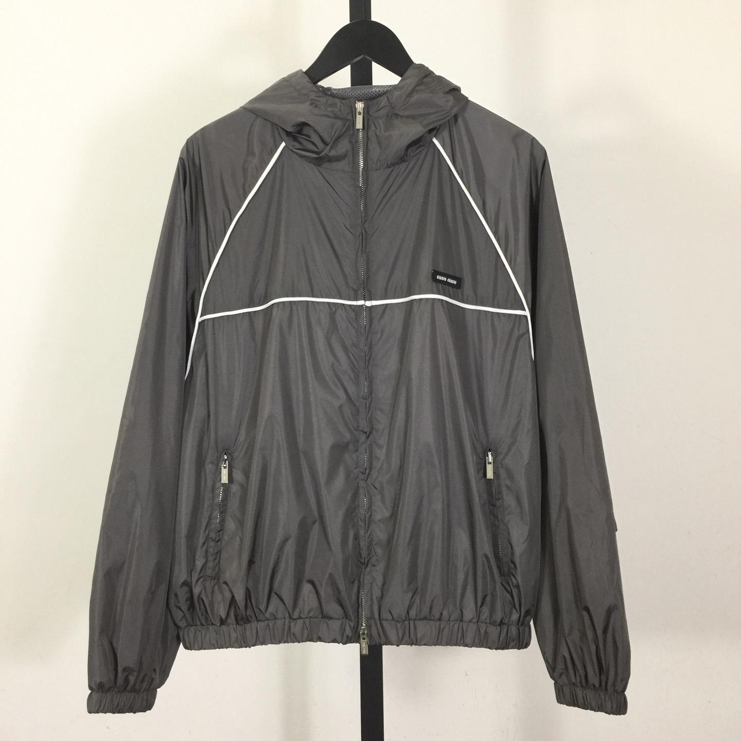 Miu Miu Aluminum Technical Silk Zipper Blouson Jacket - FashionPlug