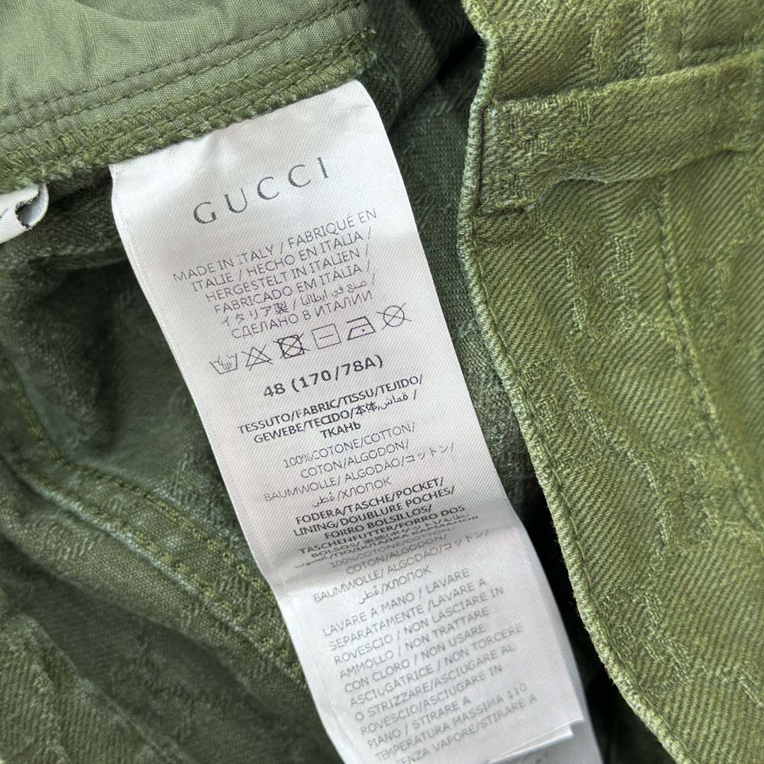 Gucci Bleached GG Cotton Denim Jacquard Shorts - FashionPlug