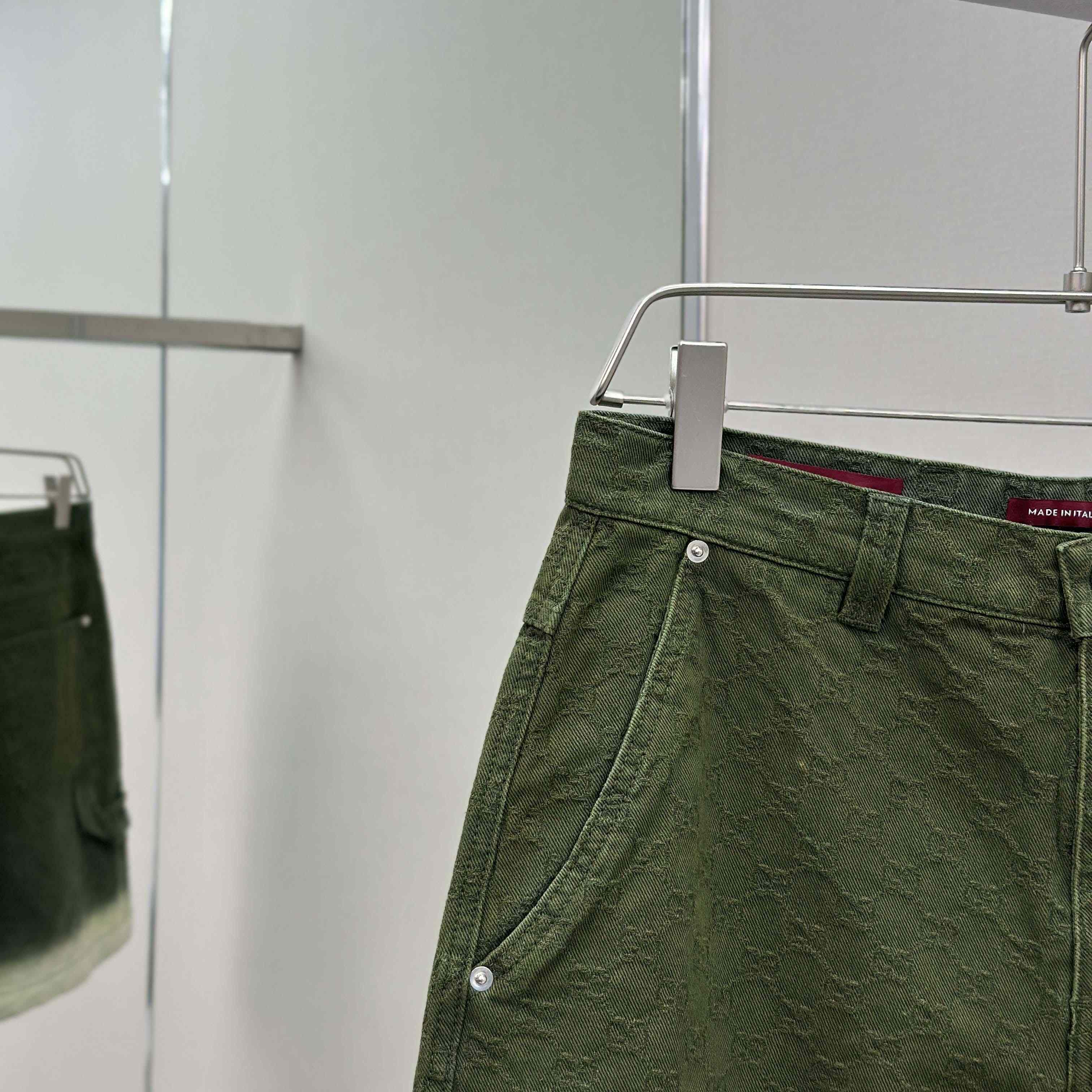 Gucci Bleached GG Cotton Denim Jacquard Shorts - FashionPlug