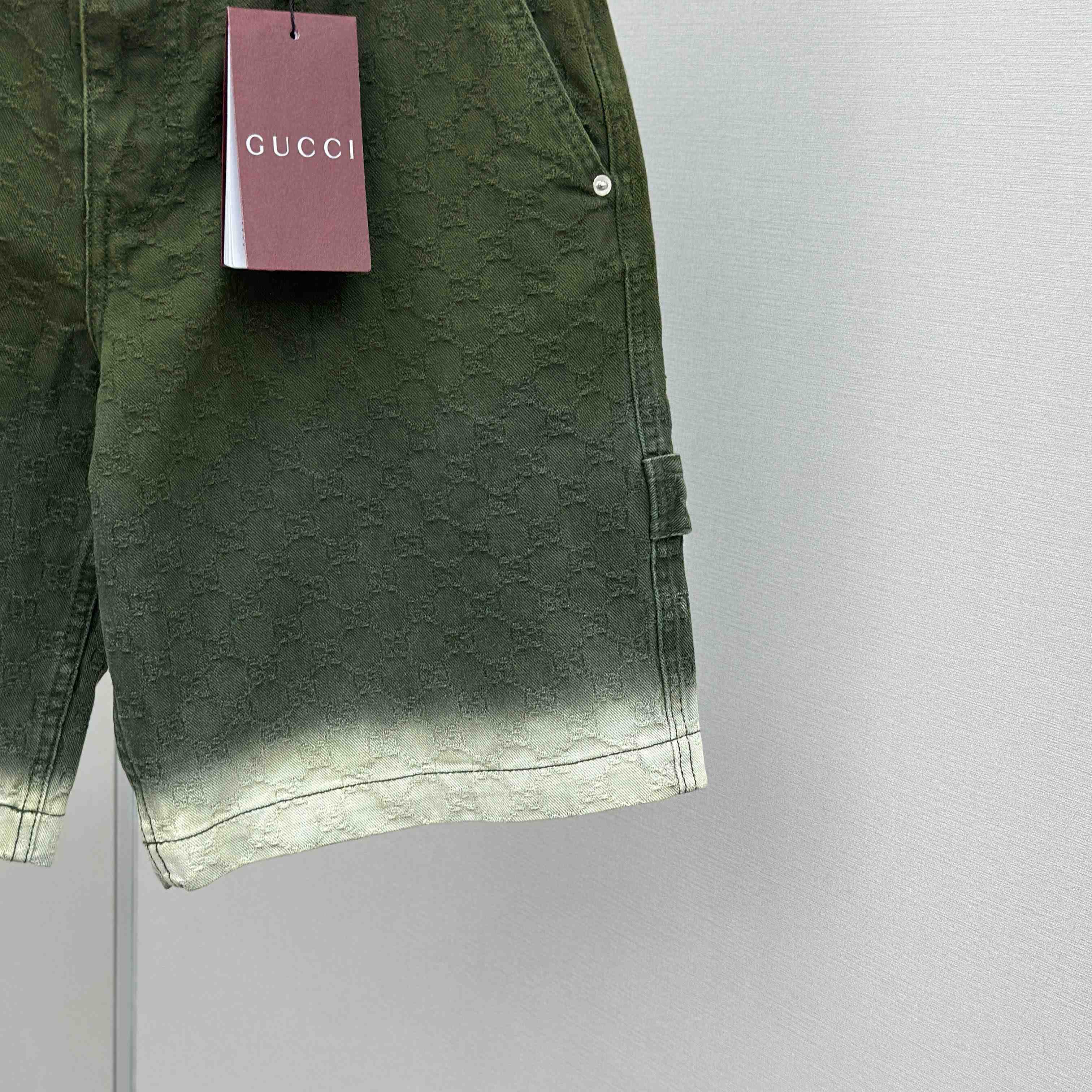 Gucci Bleached GG Cotton Denim Jacquard Shorts - FashionPlug
