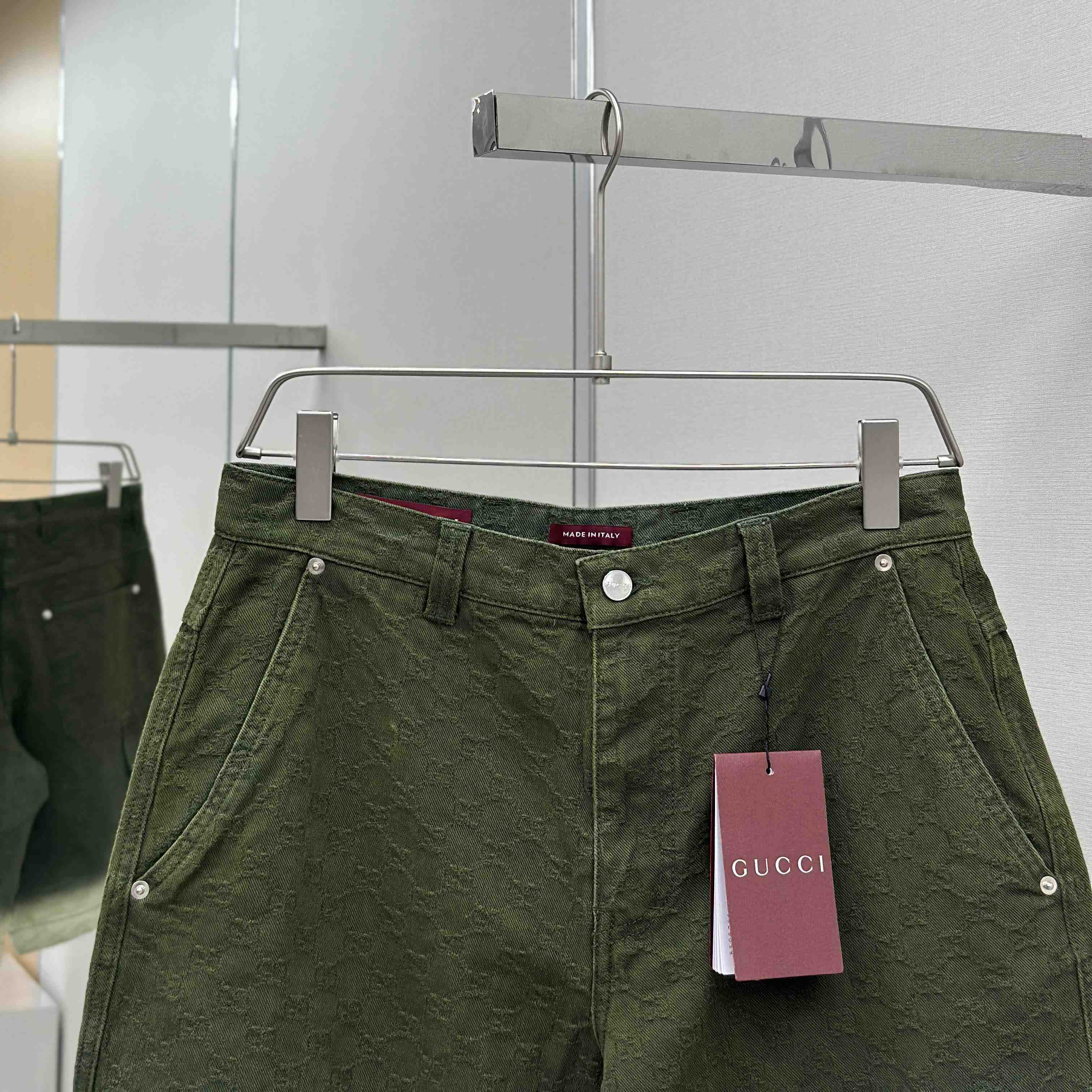 Gucci Bleached GG Cotton Denim Jacquard Shorts - FashionPlug