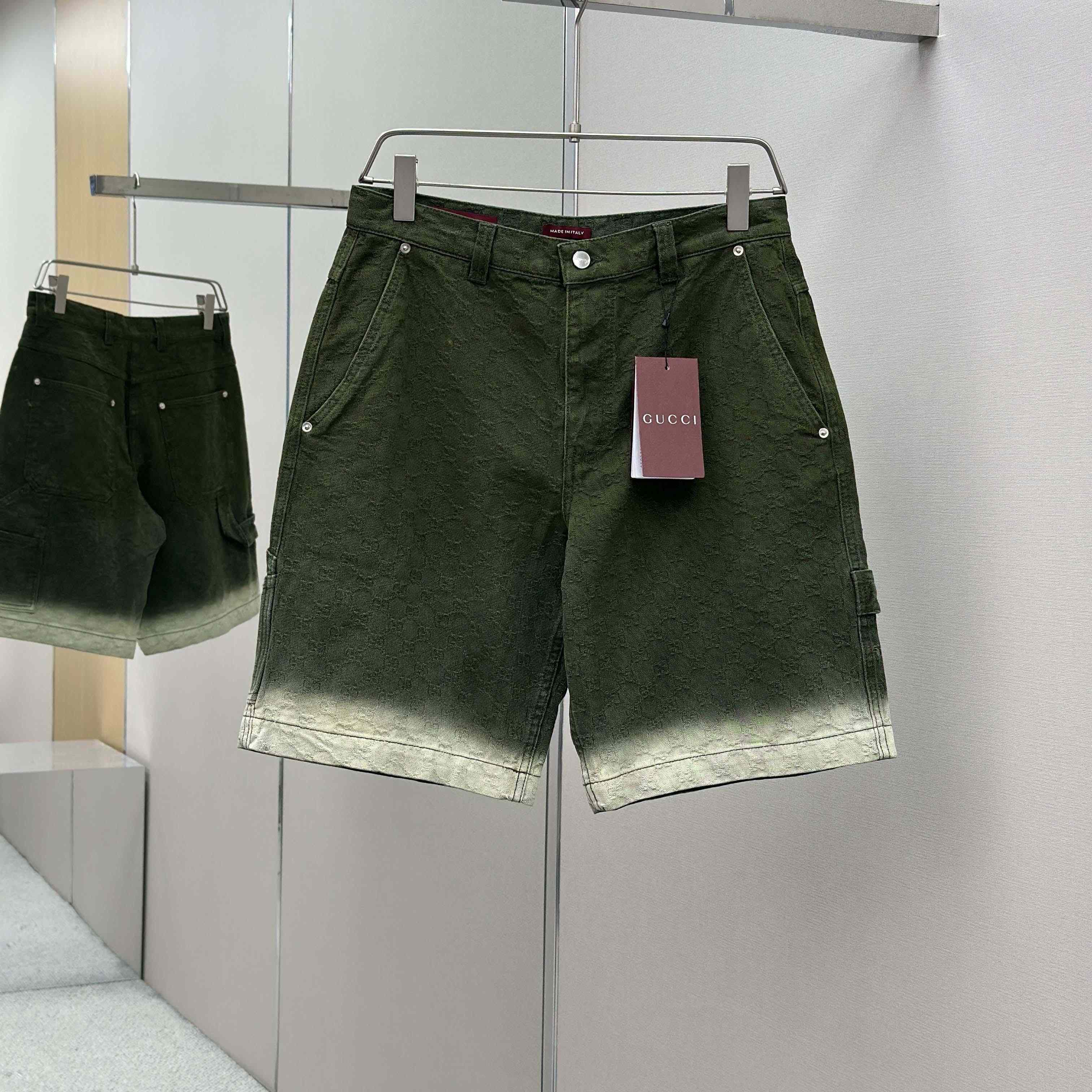 Gucci Bleached GG Cotton Denim Jacquard Shorts - FashionPlug