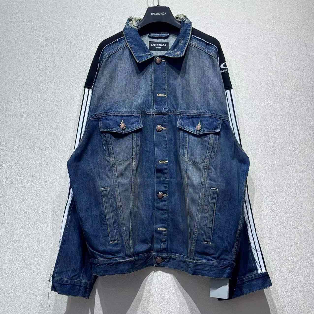 Balenciaga Cut-Up Tracksuit Jacket In Blue - FashionPlug