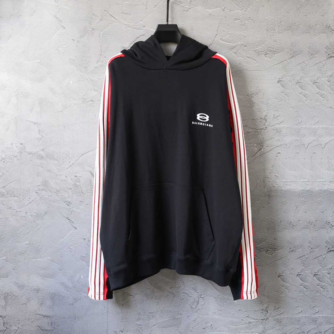 Balenciaga Unity Sports Icon Large Hoodie in faded black and white dry fleece - FashionPlug