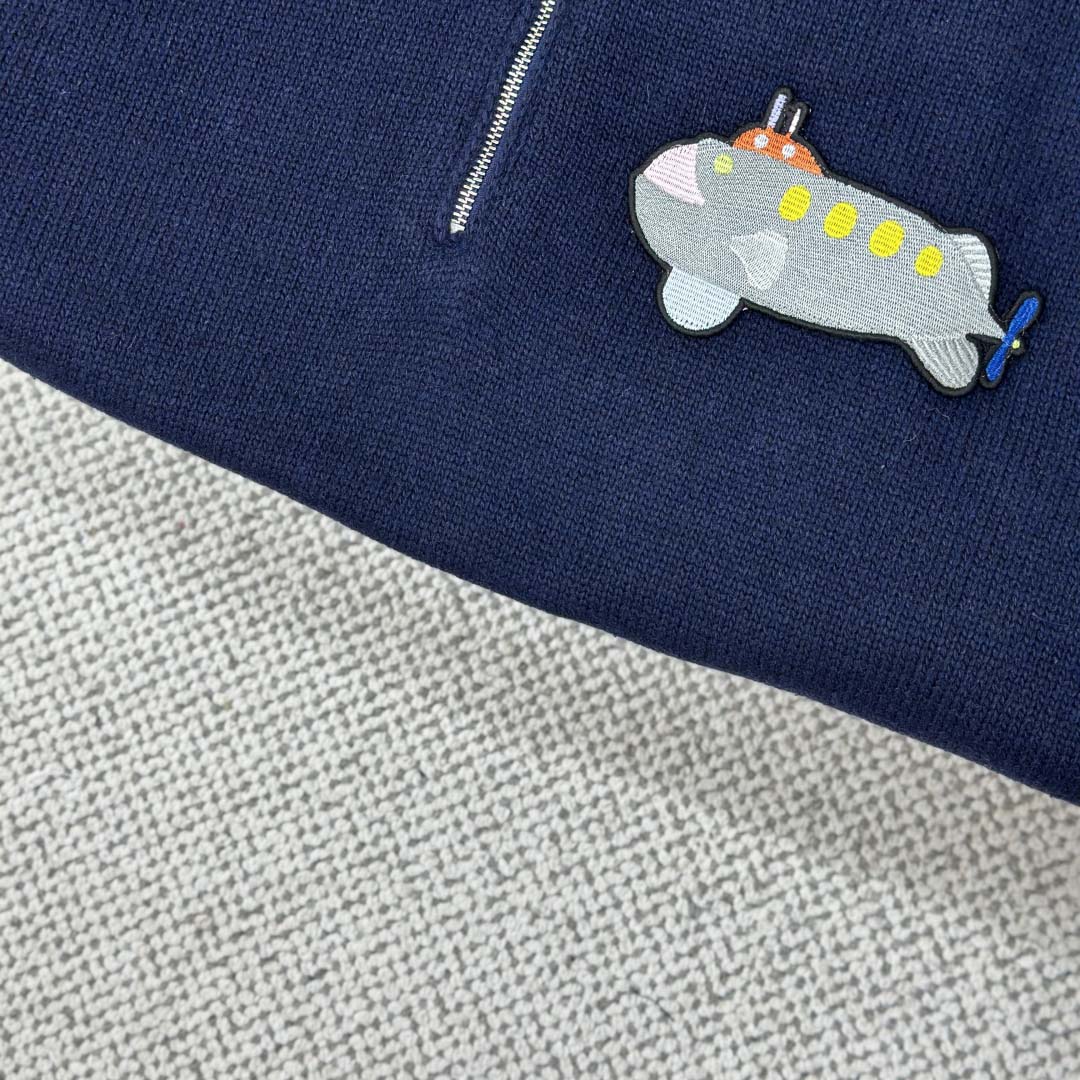 Loewe Zip-up sweater In Wool Blue - FashionPlug