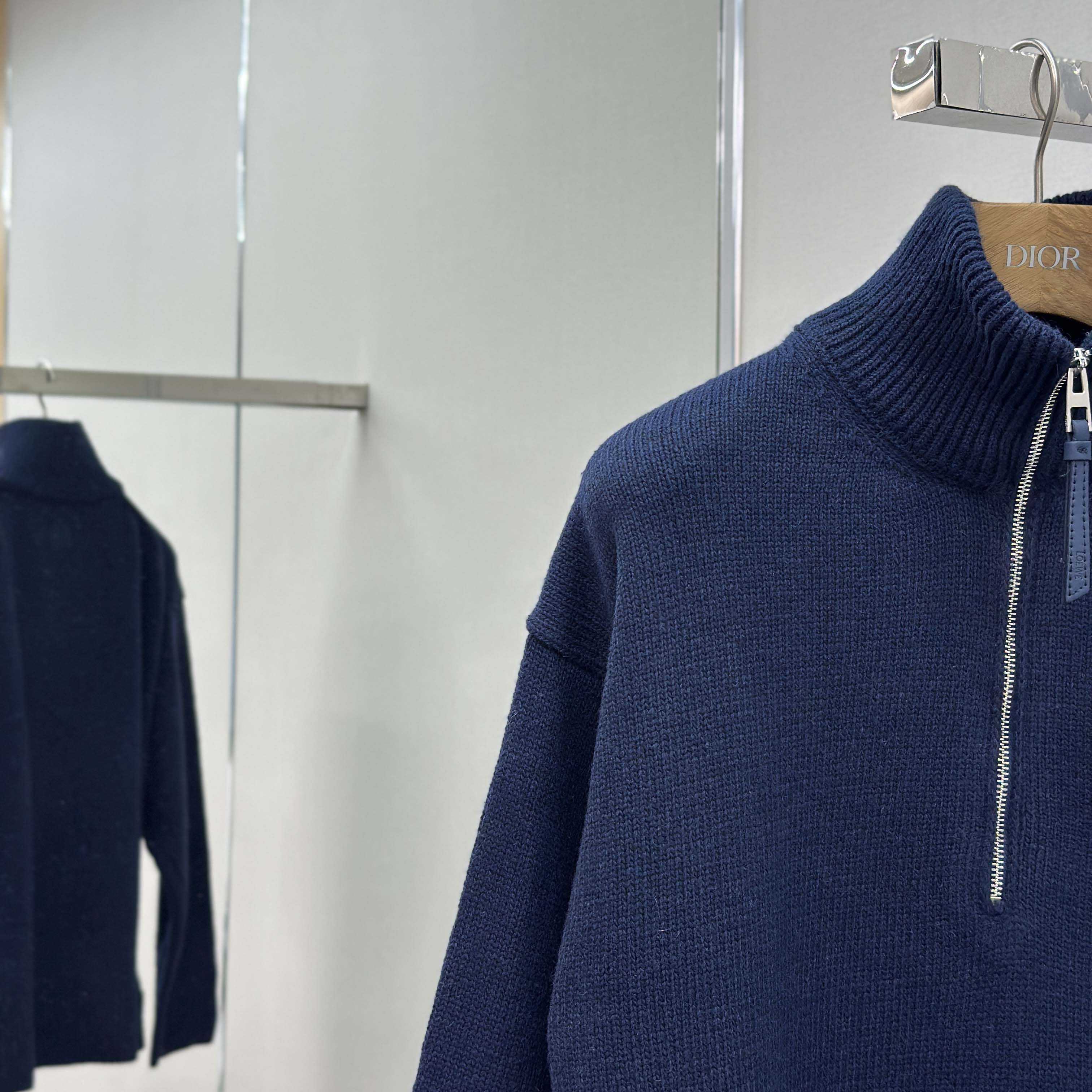 Loewe Zip-up sweater In Wool Blue - FashionPlug
