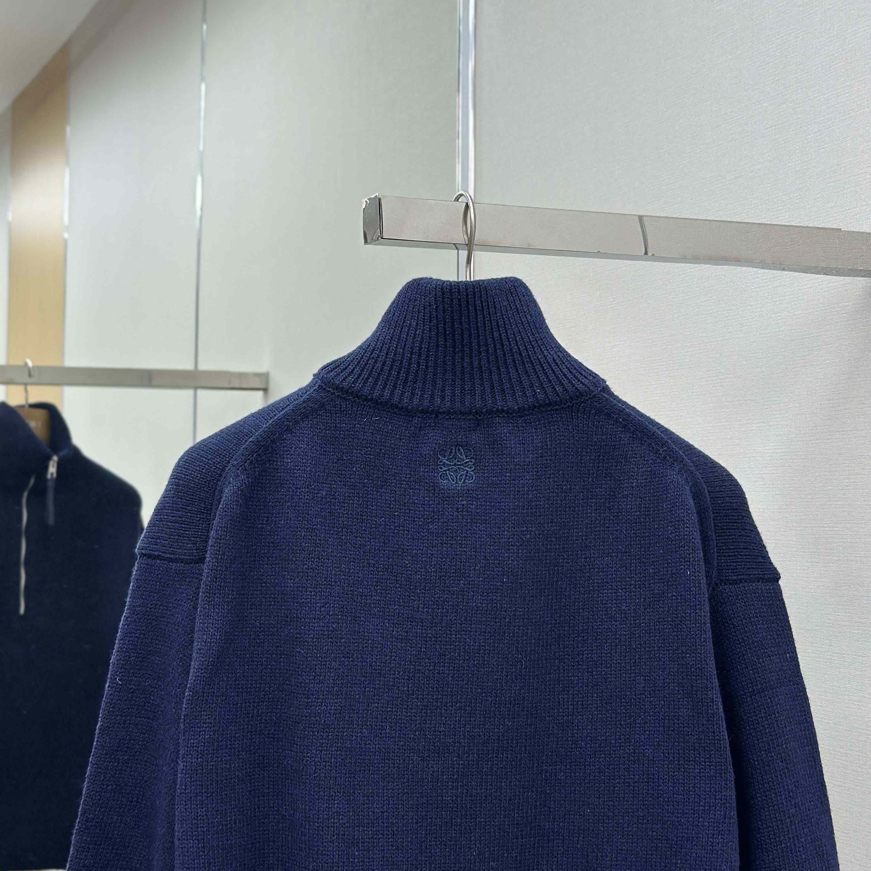 Loewe Zip-up sweater In Wool Blue - FashionPlug