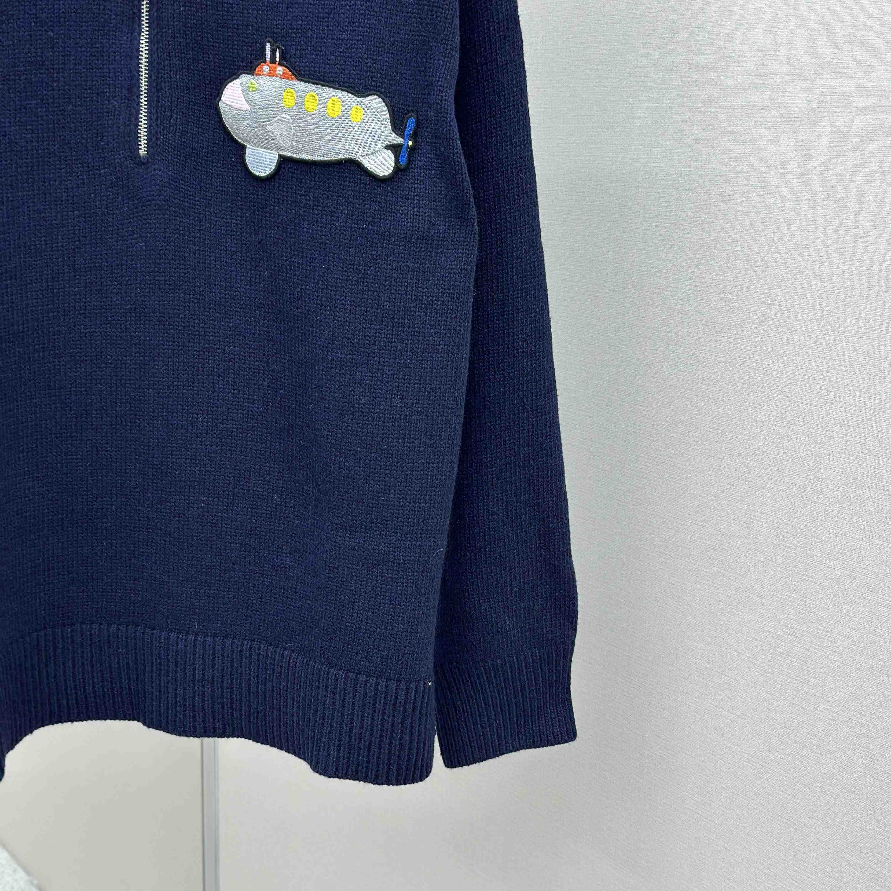 Loewe Zip-up sweater In Wool Blue - FashionPlug