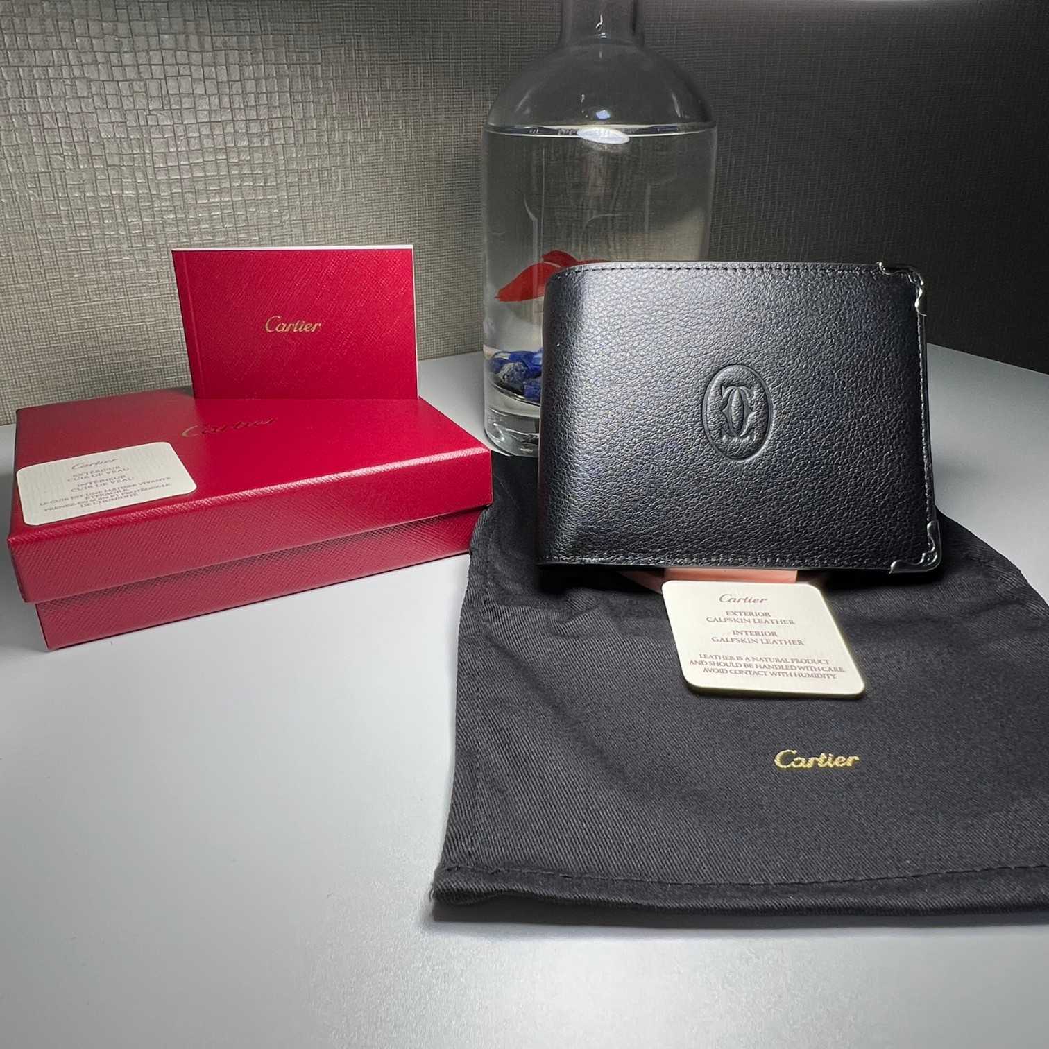 Cartier BlackRed Leather Double Logo Wallet  12*9.5cm - FashionPlug