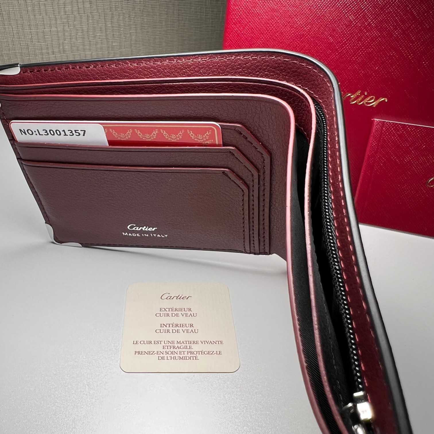 Cartier BlackRed Leather Double Logo Wallet  12*9.5cm - FashionPlug