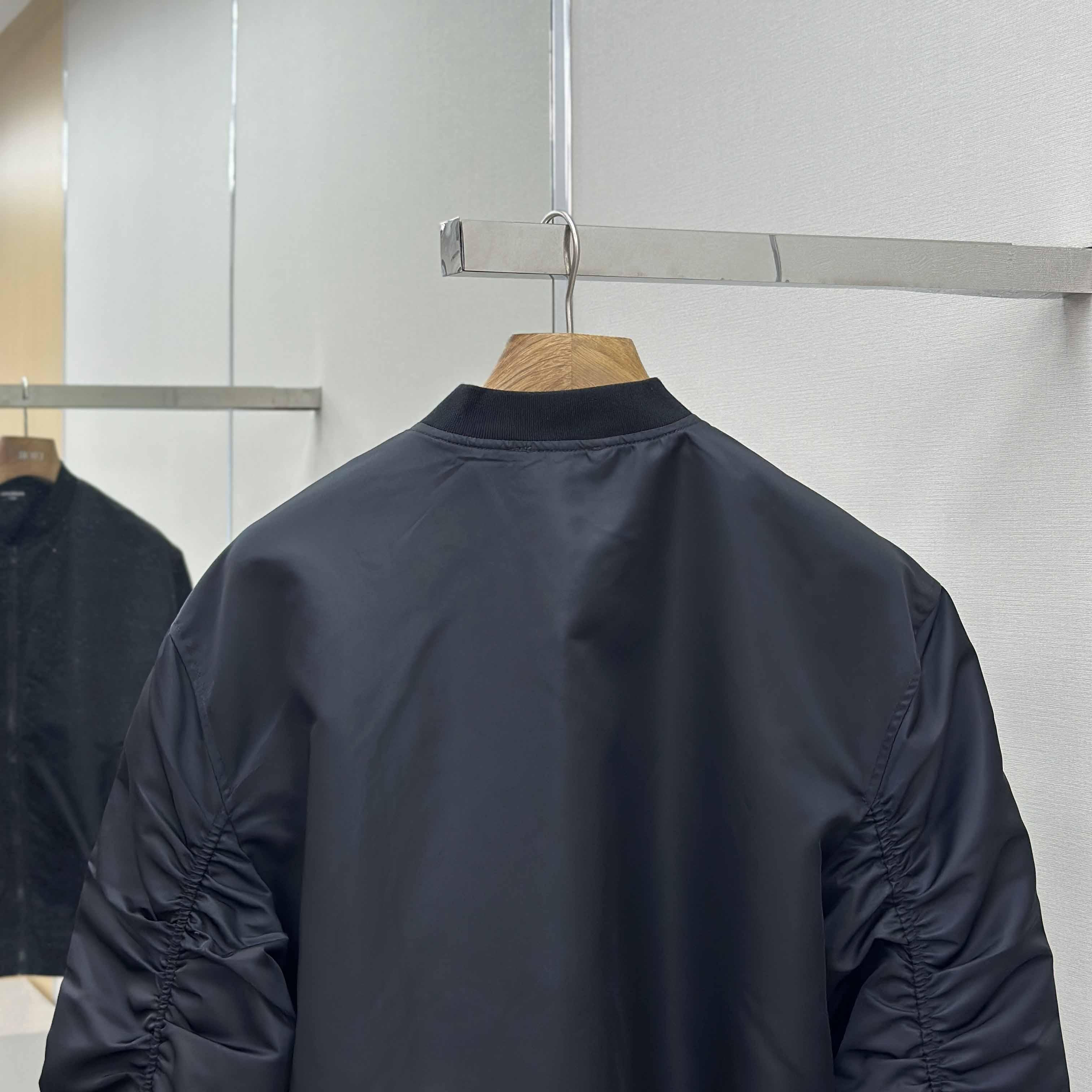 Balenciaga Men's Black Oversize Nylon Varsity Jacket - FashionPlug