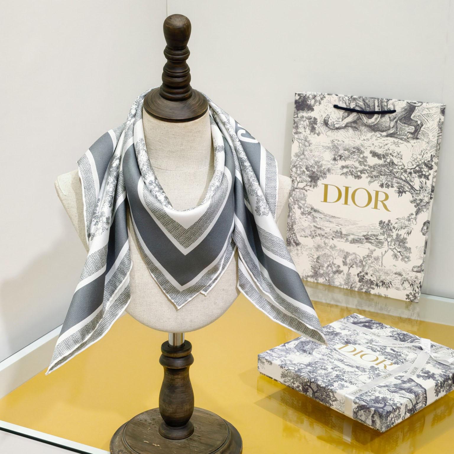 Dior Toile de Jouy Sauvage 90 Square Scarf  - FashionPlug