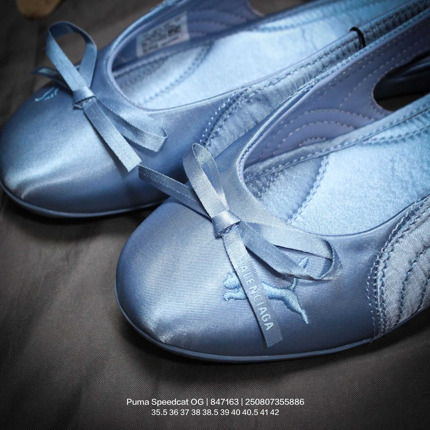 Balenciaga Speedcat Ballet Satin Balenciaga In Light Blue Satin - FashionPlug