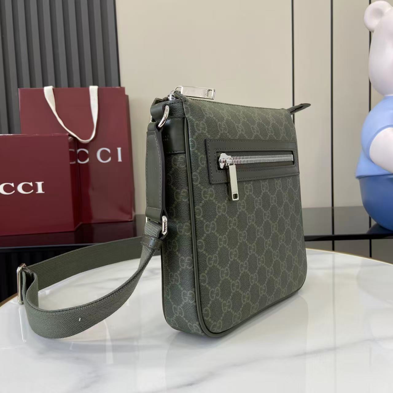 Gucci GG Monogram Small Messenger Bag - FashionPlug