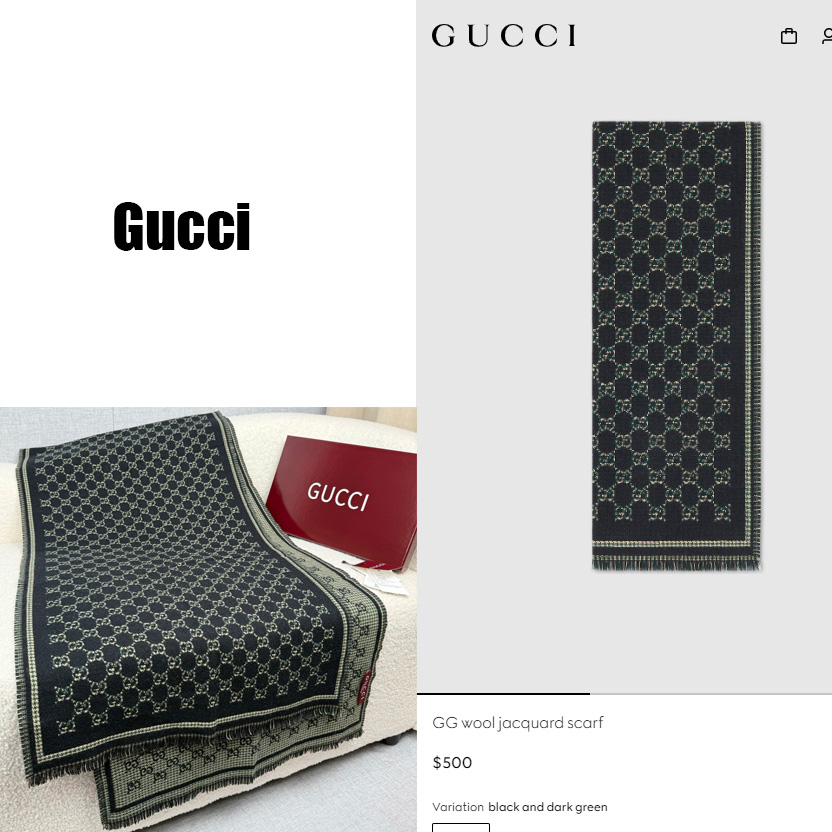 Gucci GG Wool Jacquard Scarf - FashionPlug