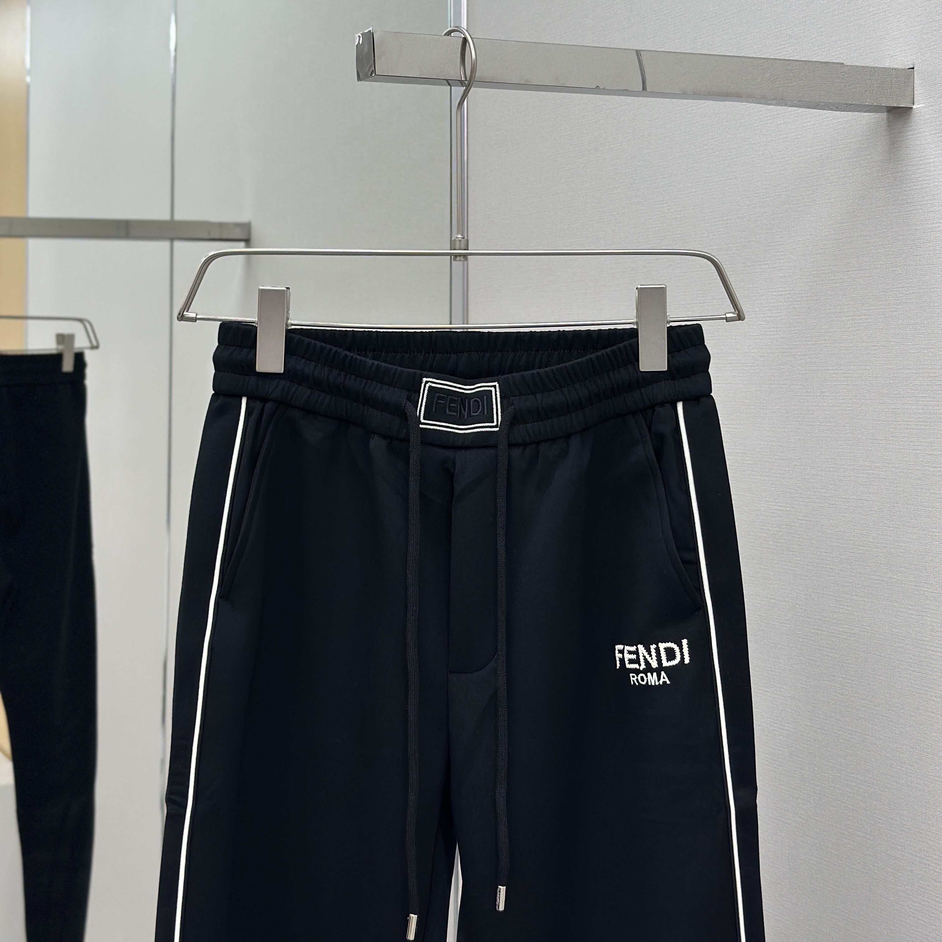 Fendi Black Cotton Pants - FashionPlug
