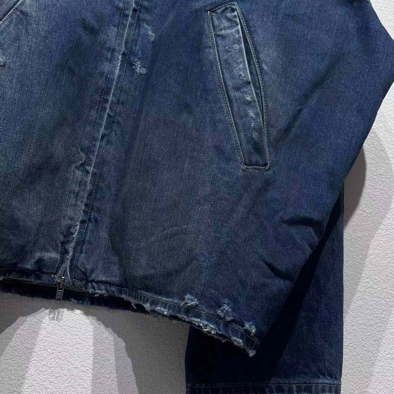 Balenciaga Zip-Up Denim Jacket In Blue Cotton Denim - FashionPlug