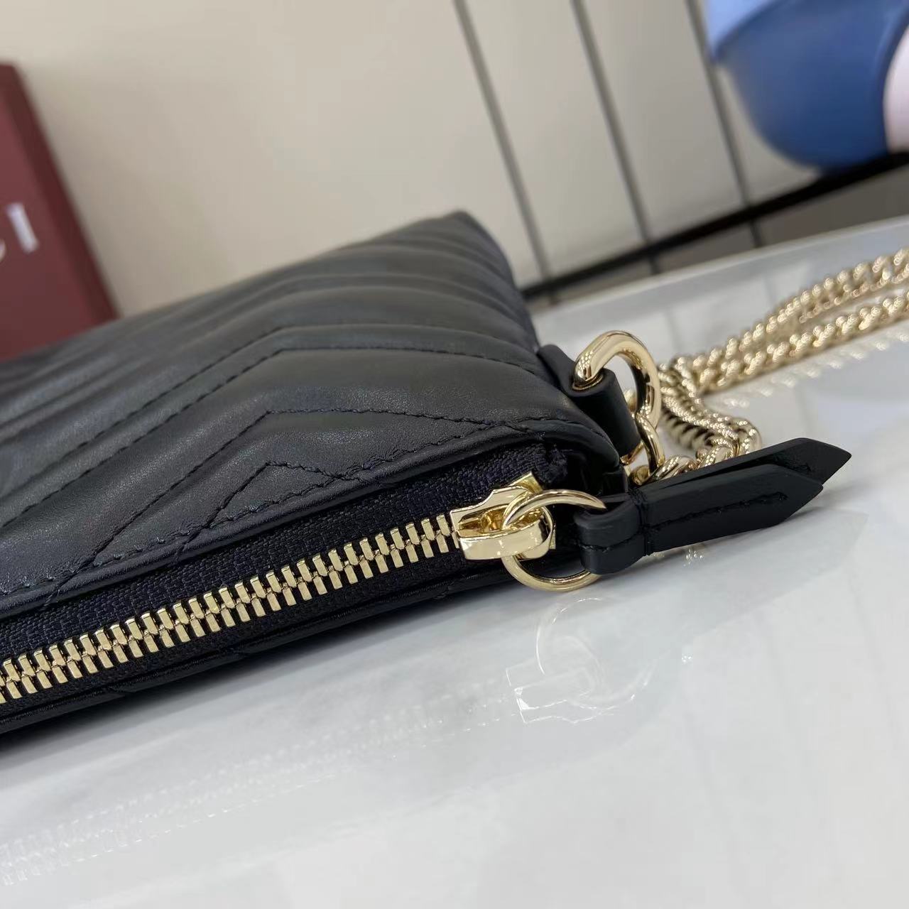 Gucci GG Marmont Pochette With Chain - FashionPlug
