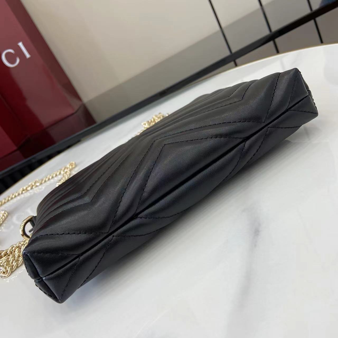 Gucci GG Marmont Pochette With Chain - FashionPlug