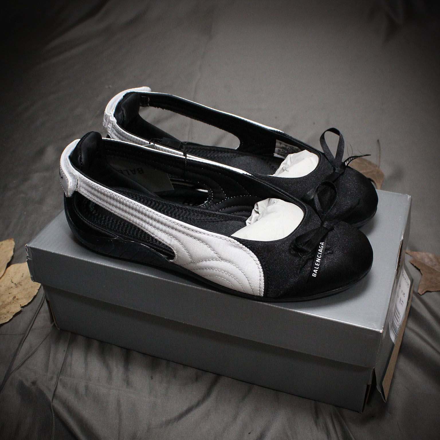 Balenciaga Speedcat Ballet Satin Balenciaga in black and white satin - FashionPlug