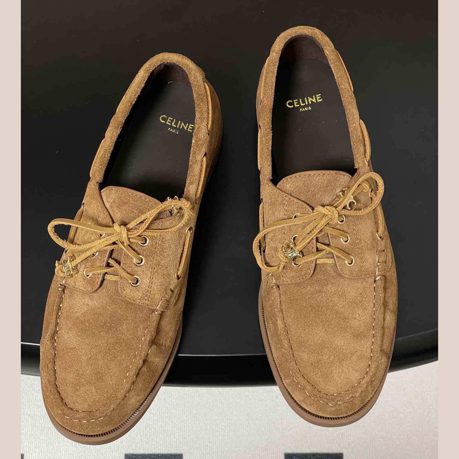 Celine Bateau In Suede Calfskin - FashionPlug