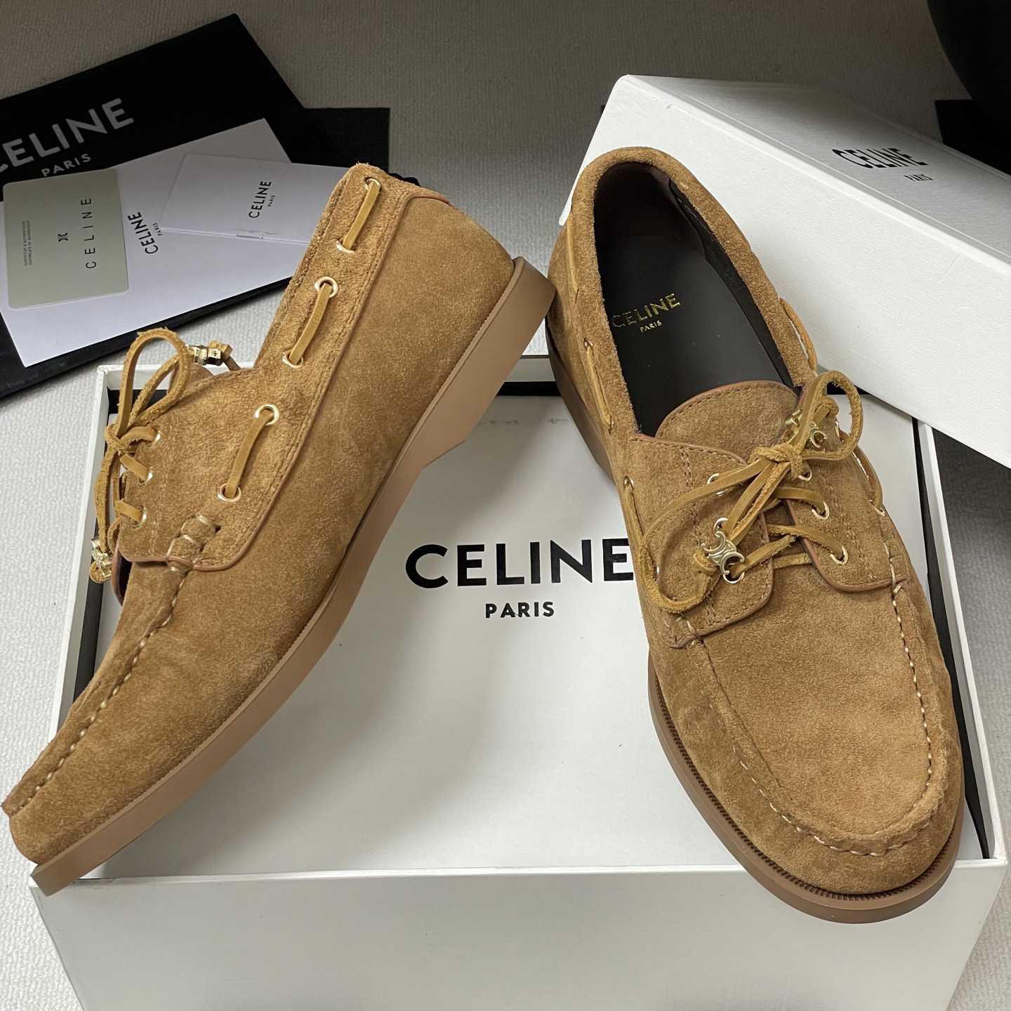 Celine Bateau In Suede Calfskin - FashionPlug