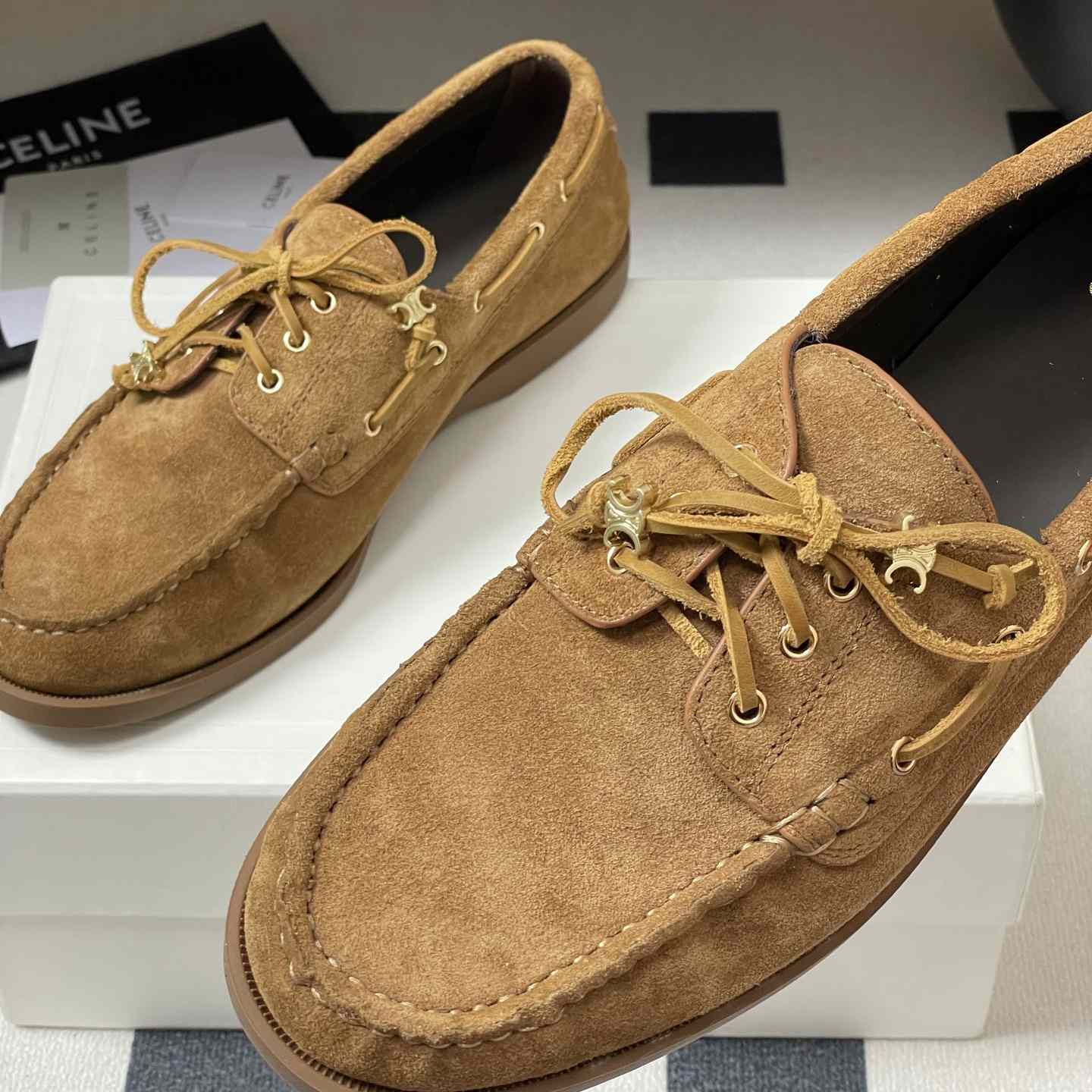 Celine Bateau In Suede Calfskin - FashionPlug
