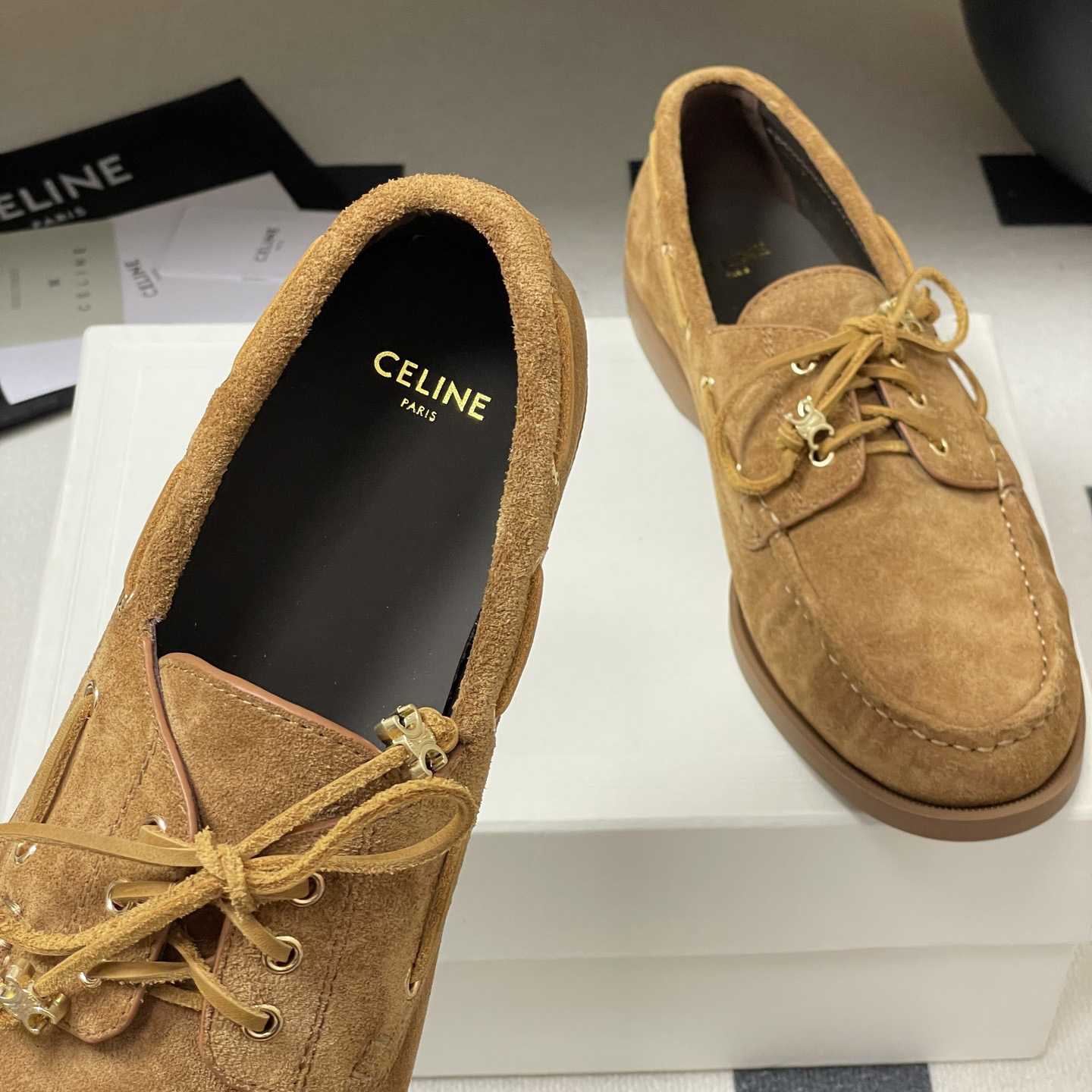 Celine Bateau In Suede Calfskin - FashionPlug