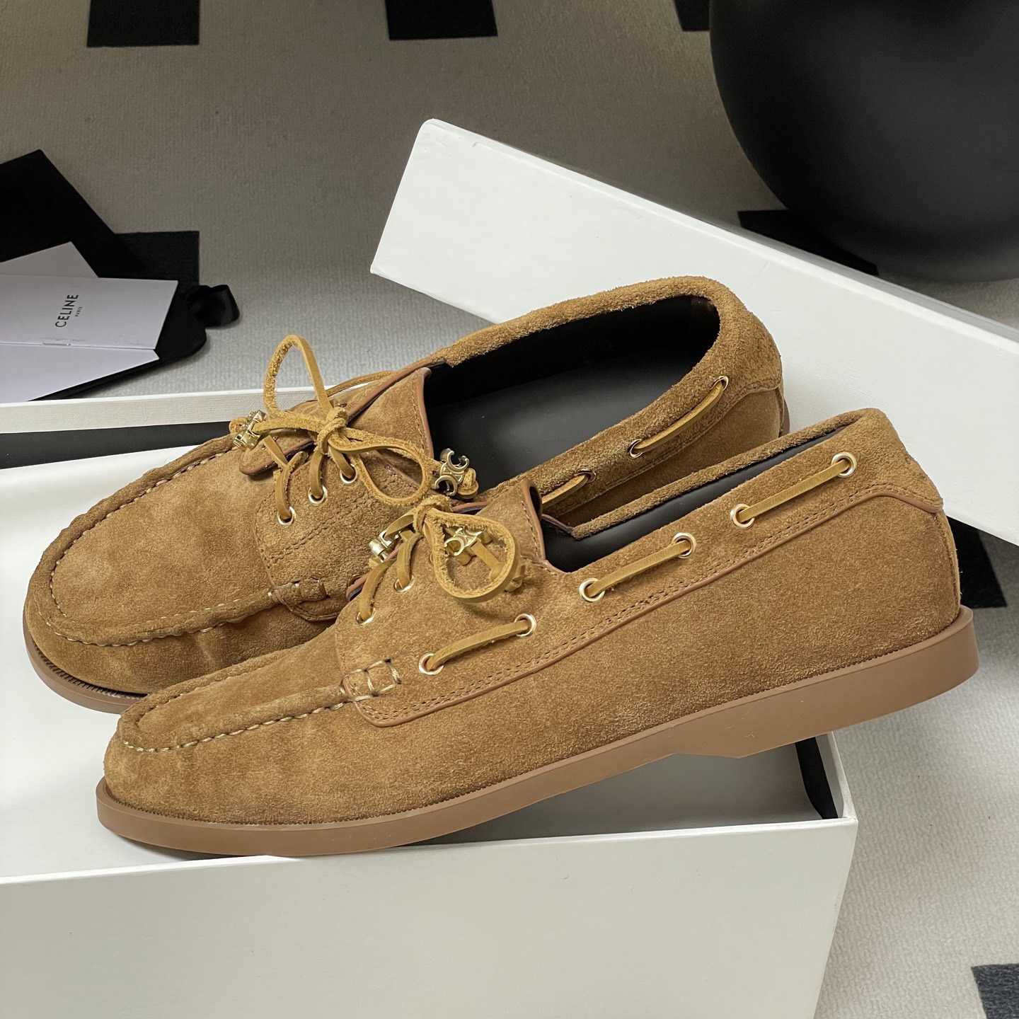Celine Bateau In Suede Calfskin - FashionPlug
