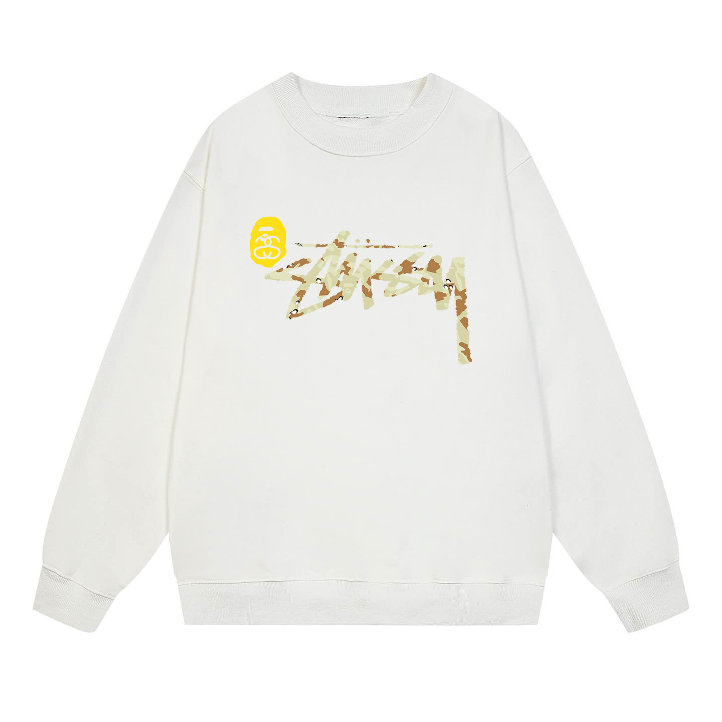 Bape x Stussy Collaboration Crew  - FashionPlug